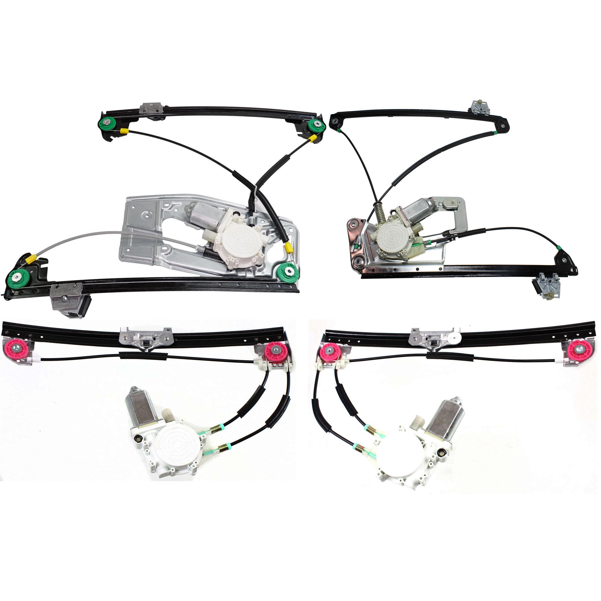 AM 528I 540I 97-99 FRONT AND REAR WINDOW REGULATOR RH AND LH Power w Motor Base Model SKU SET B462927-4 Partslink BM1351117 BM1350117 BM1551112 BM1550112 OEM 51338252394 PFM 51338252393 PF