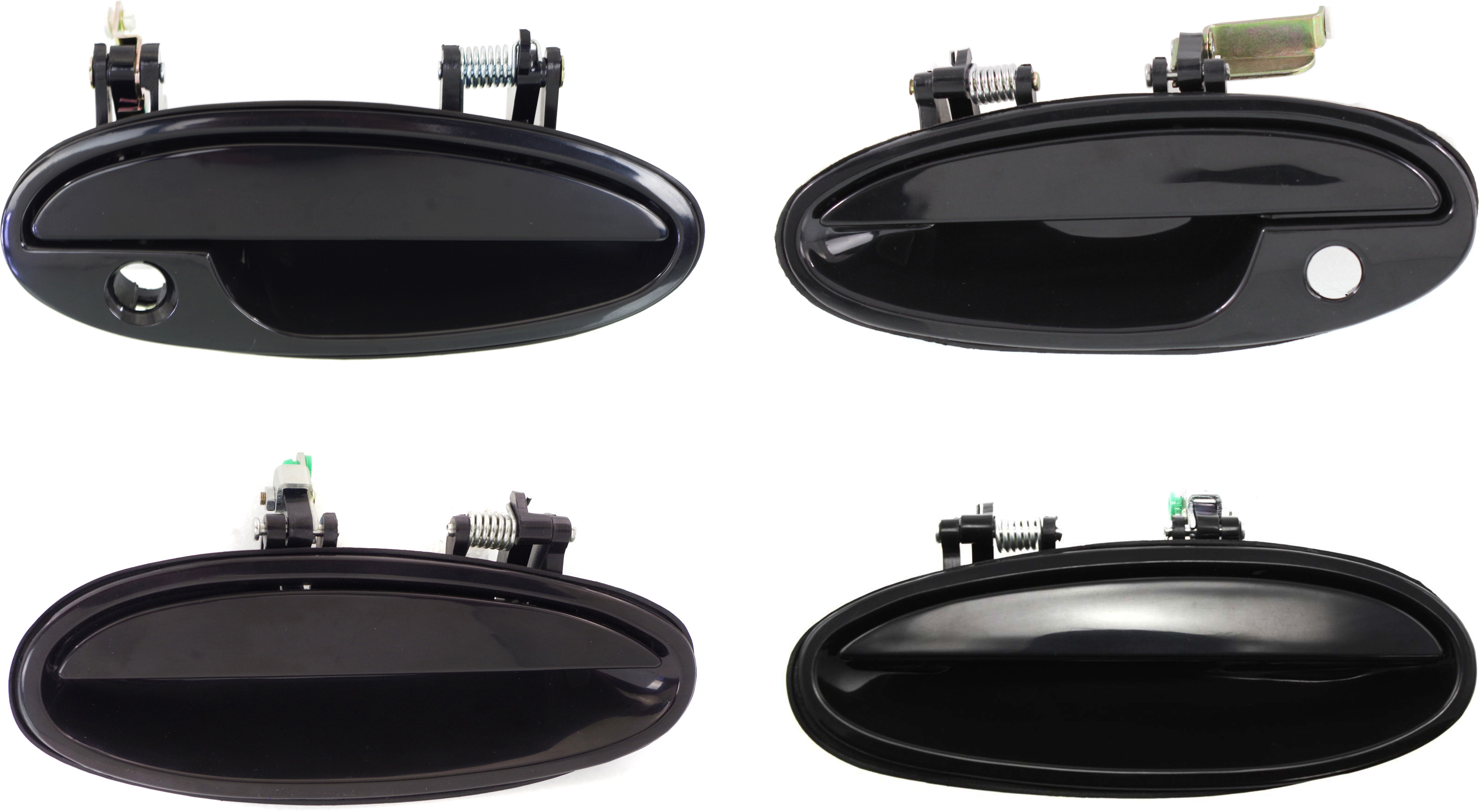 AM BONNEVILLE LESABRE 00-05 FRONT AND REAR DOOR HANDLE RH AND LH Set of 4 Outside Smooth Black Plastic SKU SET B491307-4 Partslink GM1311138 GM1310138 GM1521112 GM1520112 OEM 25698961-25698962-25698991-256
