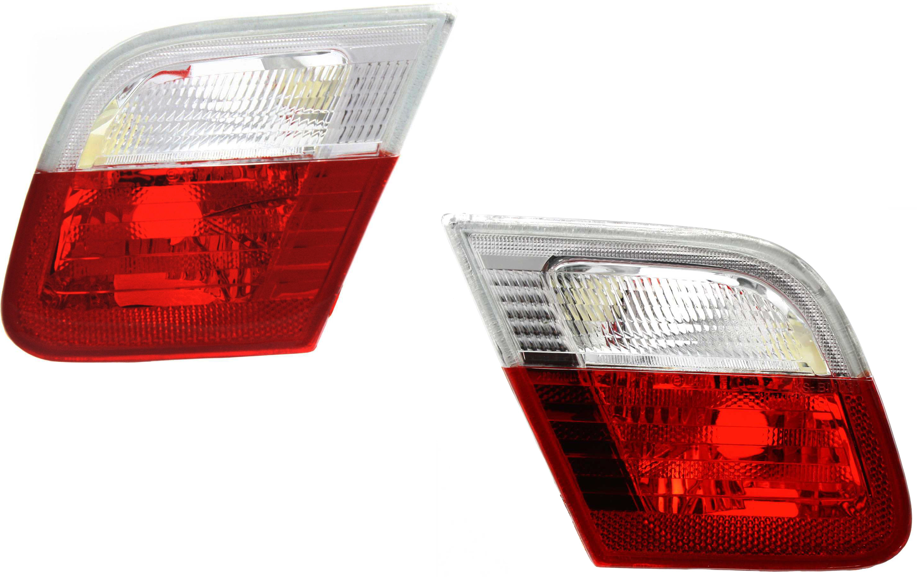 AM 3 SERIES 99-03 TAIL LAMP RH AND LH Inner Lens and Housing Halogen Clear and Red Lens Convertible Coupe To 3-03 SKU SET B730101 Partslink BM2883102 BM2882102 OEM 63218364728-63218364727
