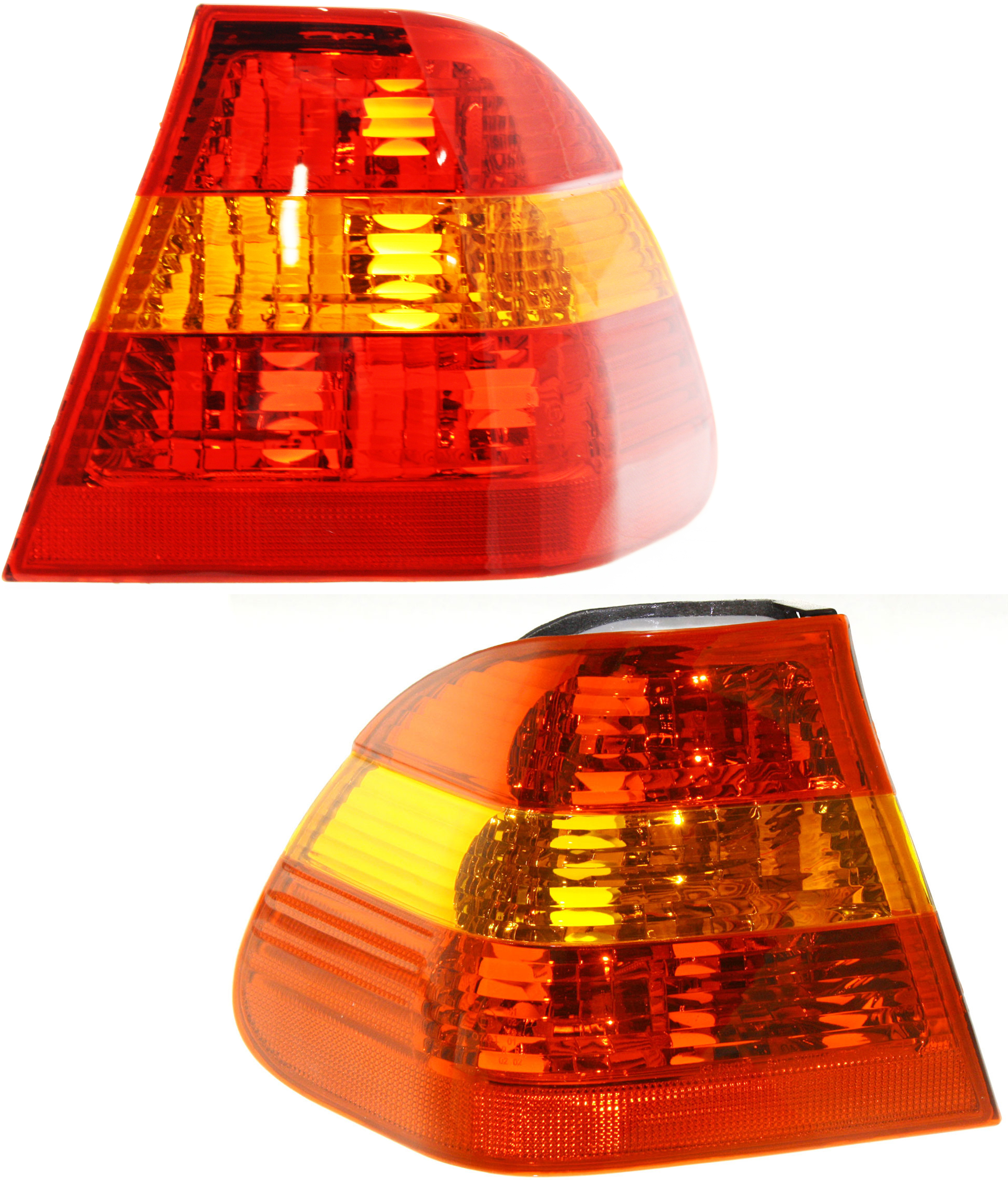 AM 3 SERIES 02-05 TAIL LAMP RH AND LH Outer Lens and Housing Amber Red Lens Sedan SKU SET B730105 Partslink BM2801109 BM2800109 OEM 63216946534-63216946533