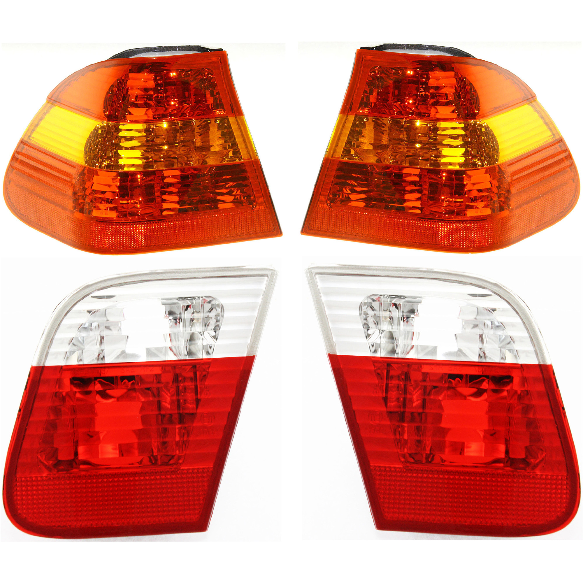 AM 3 SERIES 02-05 TAIL LAMP RH AND LH Inner and Outer Lens and Housing Sedan SKU SET B730109-4 Partslink BM2800109 BM2801109 BM2882104 BM2883104 OEM 63216910537-63216910538-632169