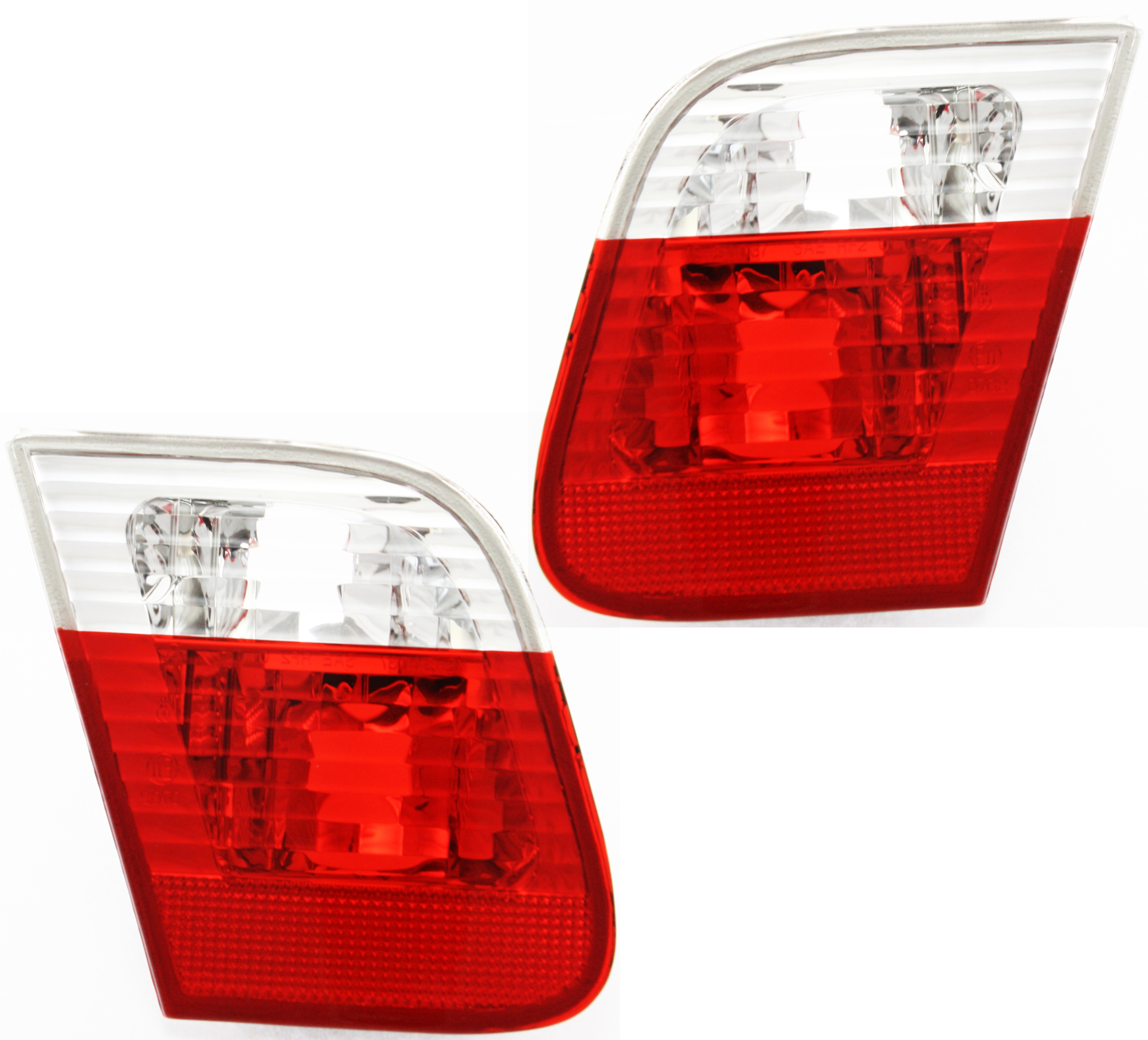 AM 3 SERIES 02-05 TAIL LAMP RH AND LH Inner Lens and Housing Clear and Red Lens Sedan SKU SET B730109 Partslink BM2883104 BM2882104 OEM 63216910538-63216910537