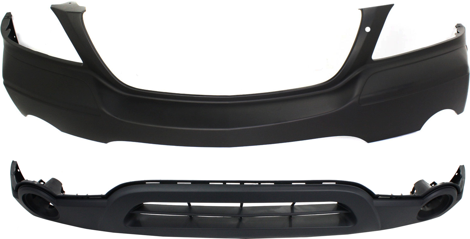 AM PACIFICA 04-06 FRONT BUMPER COVER Upper and Lower w Fog Light Holes SKU SET C010341-2 Partslink CH1000442 CH1015100 OEM 5142729AB YM13ABVAA