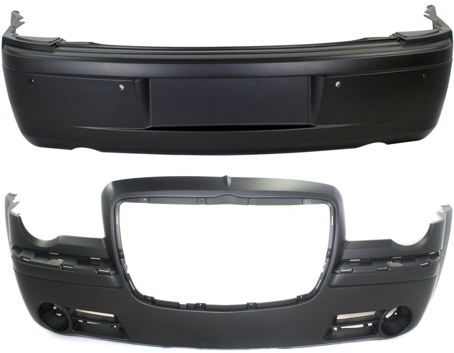 AM CHRYSLER 300C 05-10 FRONT AND REAR BUMPER COVER Primed SKU SET C010374P 2 Partslink CH1000441 CH1100321 OEM 4805774AD 4805780AD