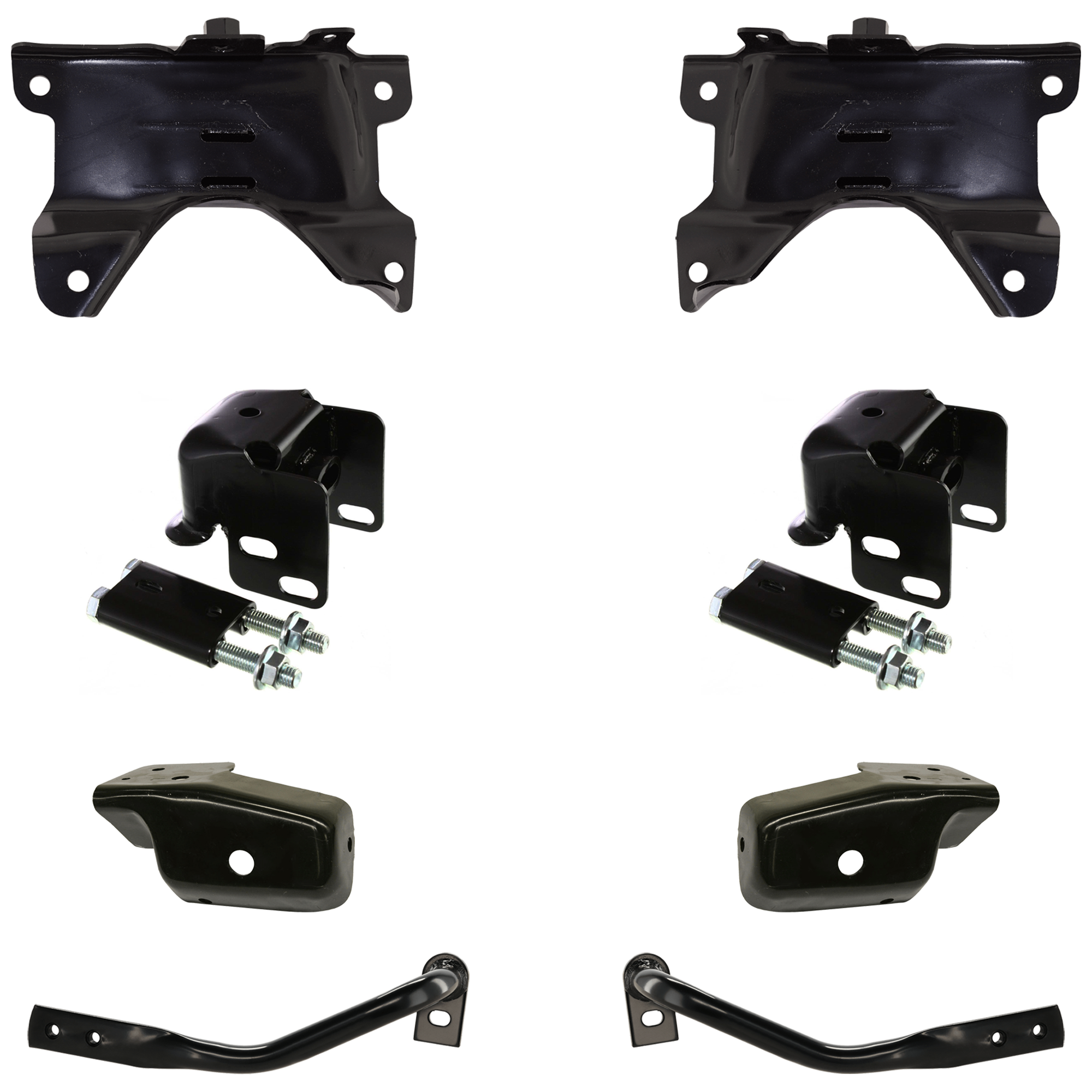 AM SILVERADO 1500-07-13 FRONT BUMPER BRACKET RH AND LH Outer Impact Bar Steel Set of 8 SKU SET C013503 C Partslink GM1042107 GM1043107 GM1065109 GM1066179 GM1066180 GM1067179 GM1067180 OEM 15791866-15838208-15838209-159