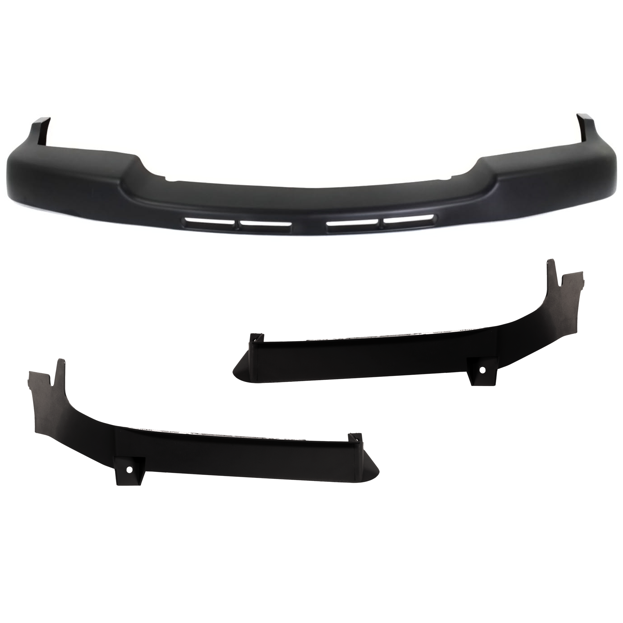 AM SILVERADO 2500 HD 3500-01-02 FRONT BUMPER MOLDING Set of 3 Face Bar Trim Cap Assembly Textured SKU SET C040319 Partslink GM1051106 GM1088166 GM1089166 OEM 15035437-15035438-15746399
