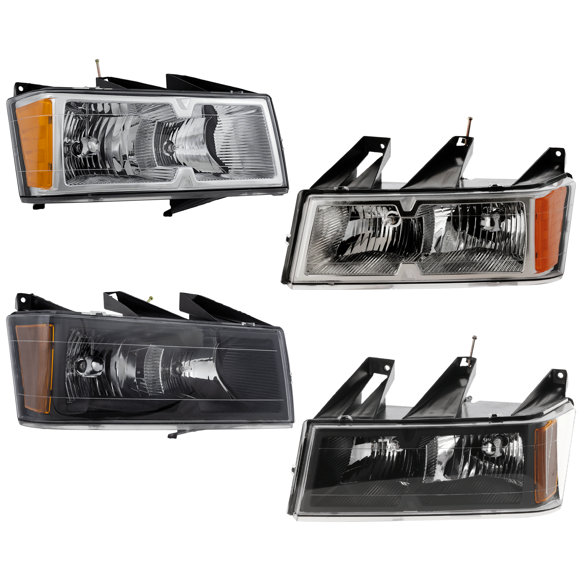 AM COLORADO CANYON 05-08 HEAD LAMP RH AND LH Assembly Halogen Chrome Interior Set of 6 SKU SET C100135 A Partslink GM2502234 GM2502247 GM2503234 GM2503247 OEM 19209126-19209127-20766569-207