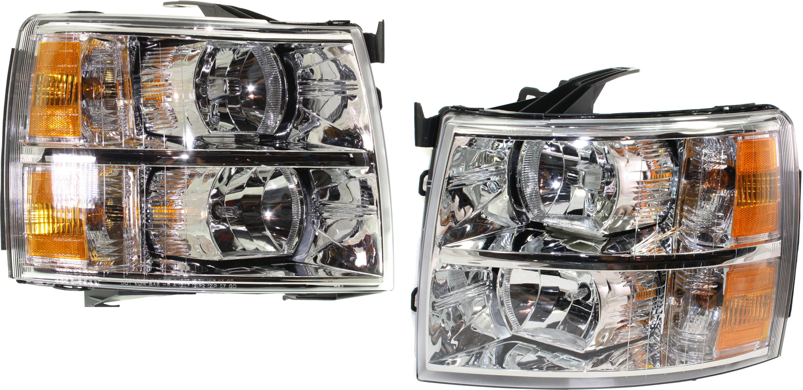 AM SILVERADO 07-14 HEAD LAMP RH AND LH Assembly Halogen Excludes 2007 Classic CAPA SKU SET C100177Q Partslink GM2503280C GM2502280C OEM 22853028-22853027