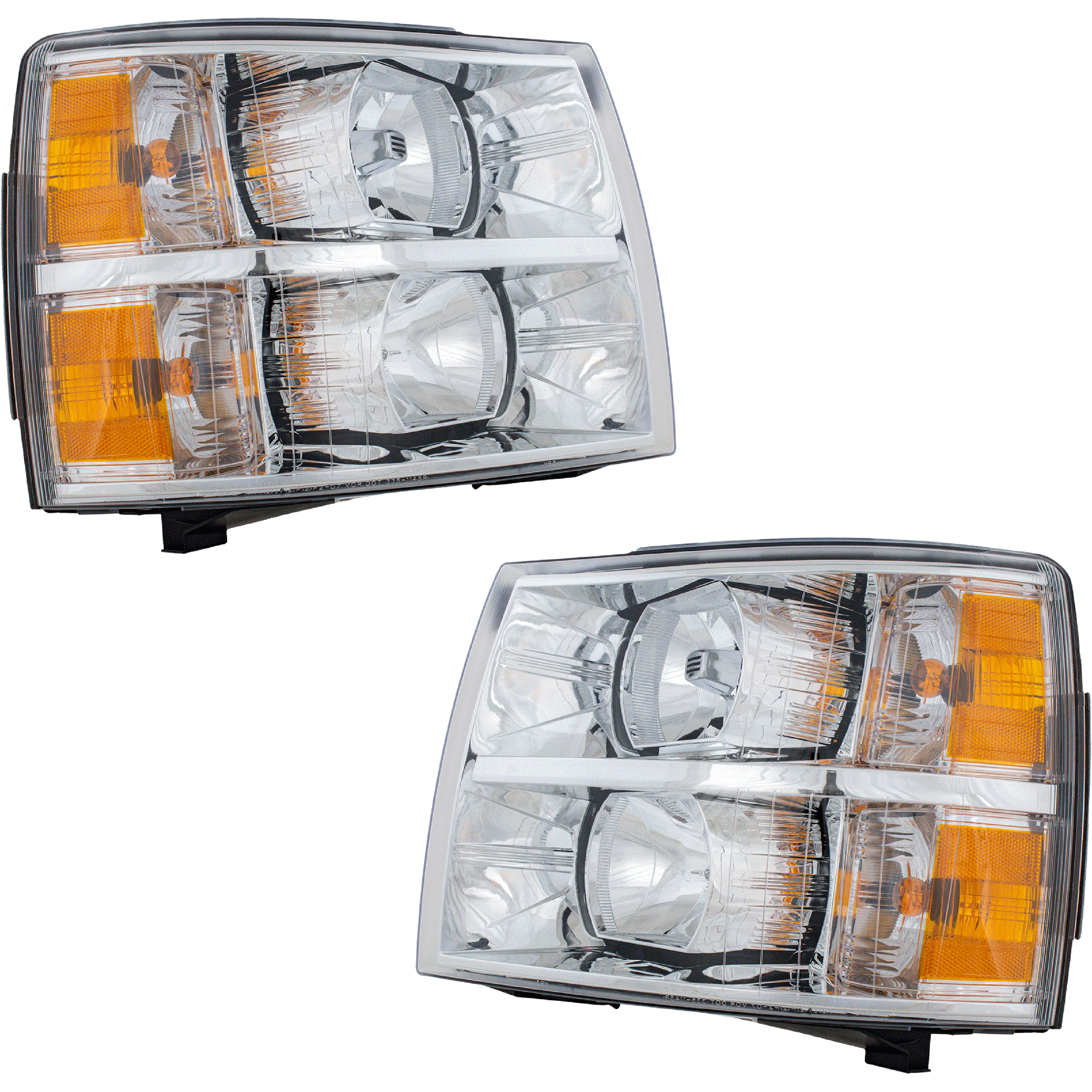 AM SILVERADO 07-14 HEAD LAMP RH AND LH Assembly Halogen Exc. 2007 Classic Model SKU SET C100177 Partslink GM2503280 GM2502280 OEM 22853028-22853027