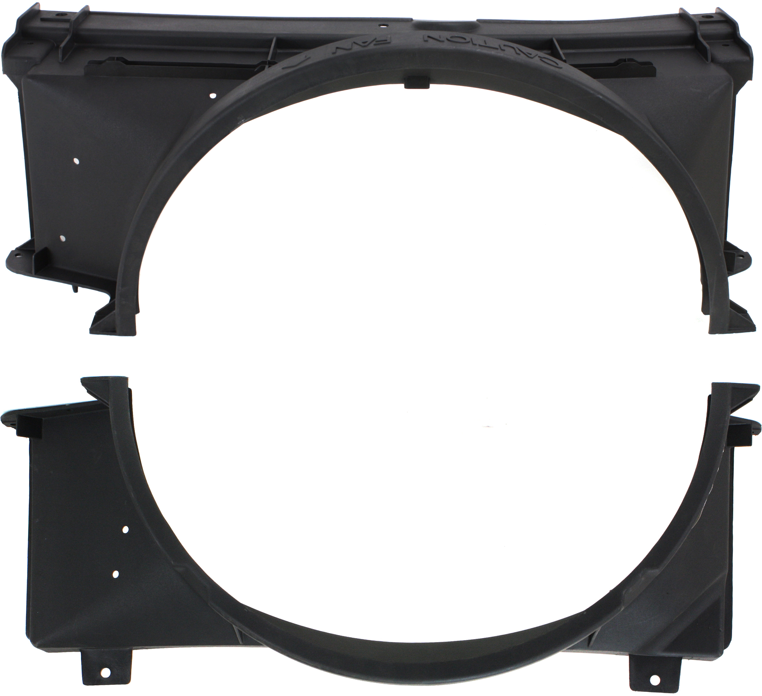 AM C K FULL SIZE P U 88-99 RADIATOR FAN SHROUD Upper and Lower Gas 5.0-5.7L Eng. fits 28x17 inch radiator SKU SET C160310-2 Partslink GM3110116 GM3110117 OEM 15696691-15739589