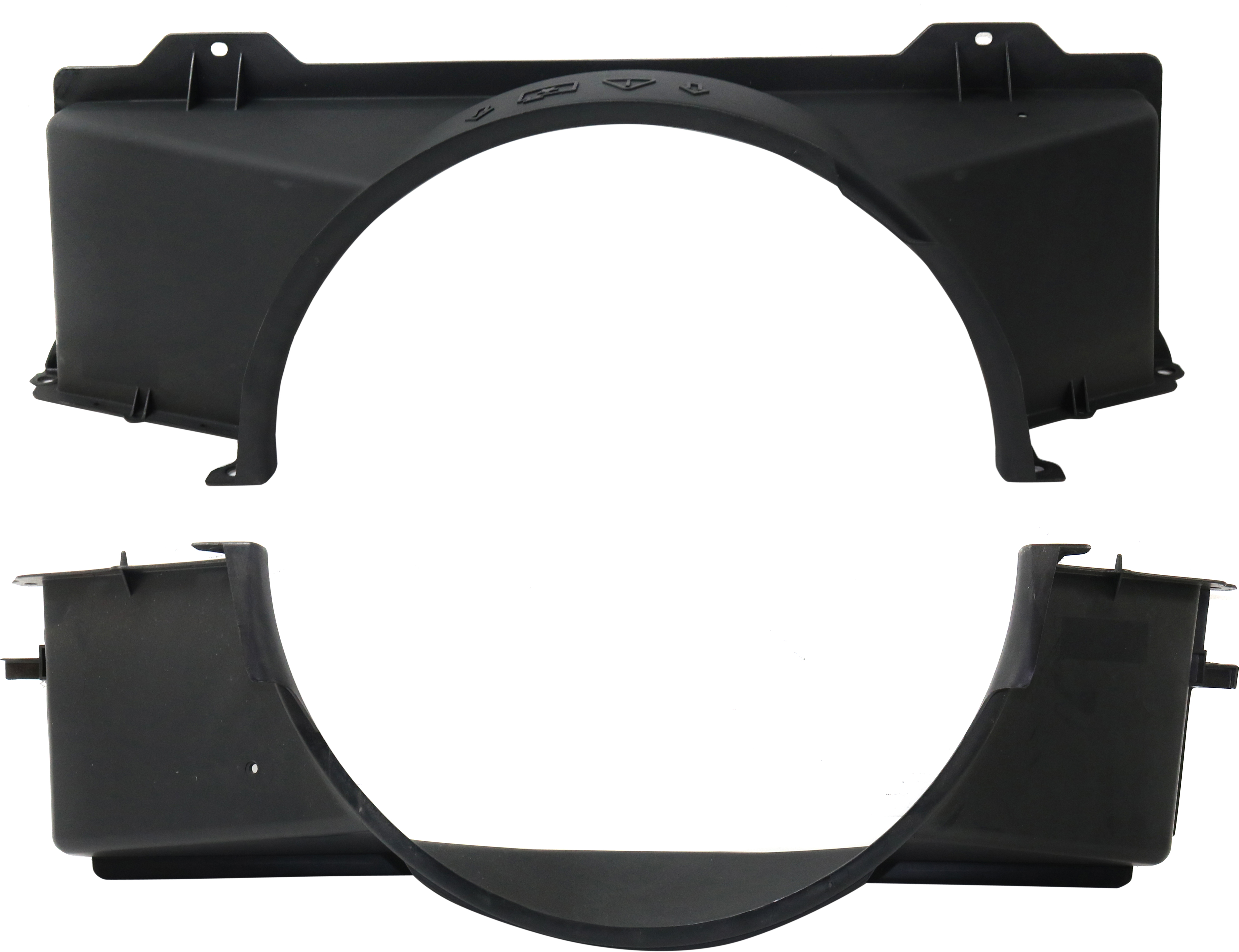AM SILVERADO 99-06 RADIATOR FAN SHROUD Set of 2 Upper Lower 4.8L 5.3-6.0L fits 34 Wide Cores SKU SET C160332-2 Partslink GM3110135 GM3110136 OEM 15088328-15267487