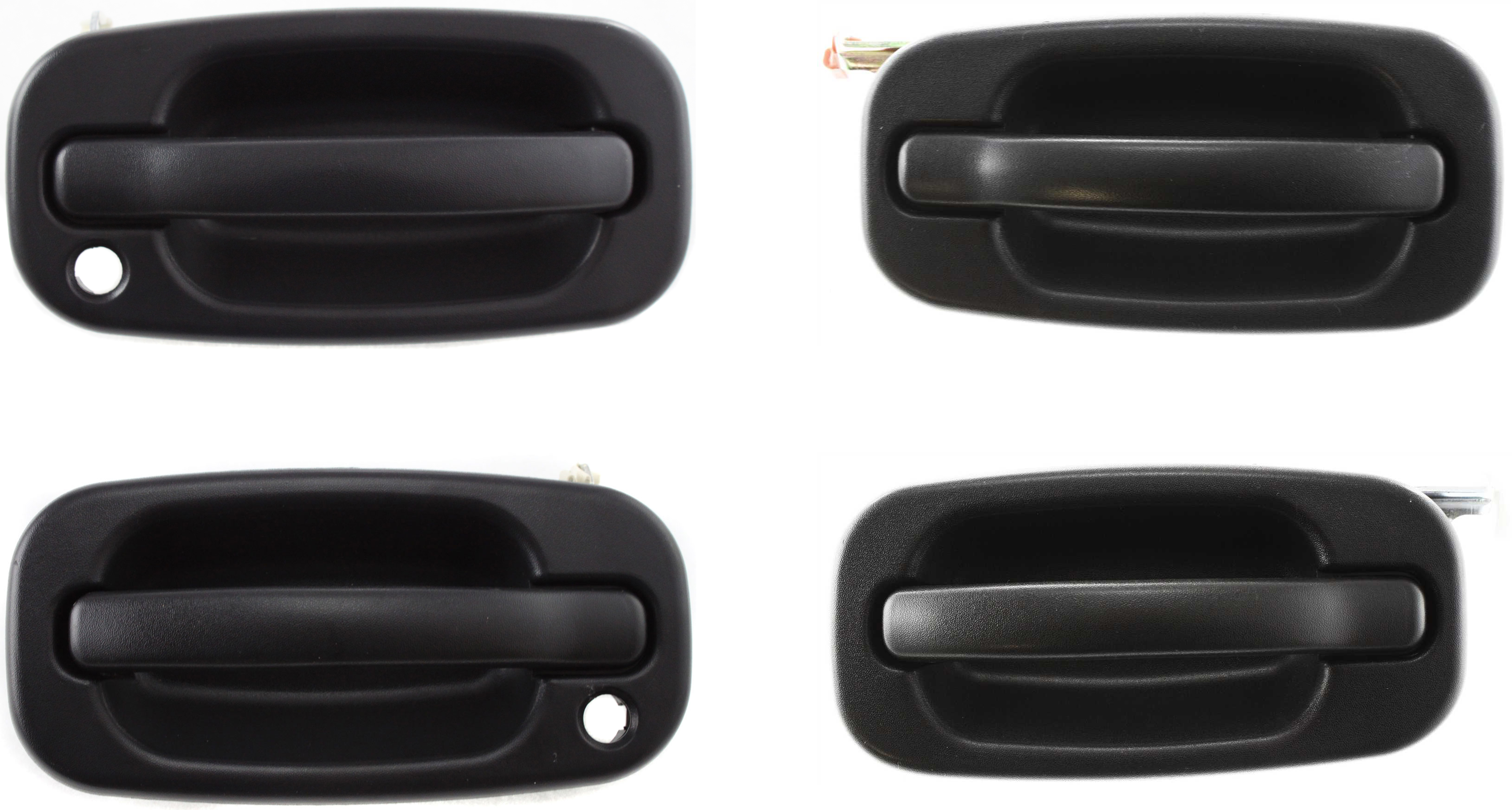 AM SILVERADO SIERRA 01-06 FRONT AND REAR DOOR HANDLE RH AND LH Outside Textured Black Front w Key Hole Rear w o Key Hole SKU SET C462125-4 Partslink GM1311129 GM1310129 GM1521105 GM1520105 OEM 15034986-15721571-19356470-157