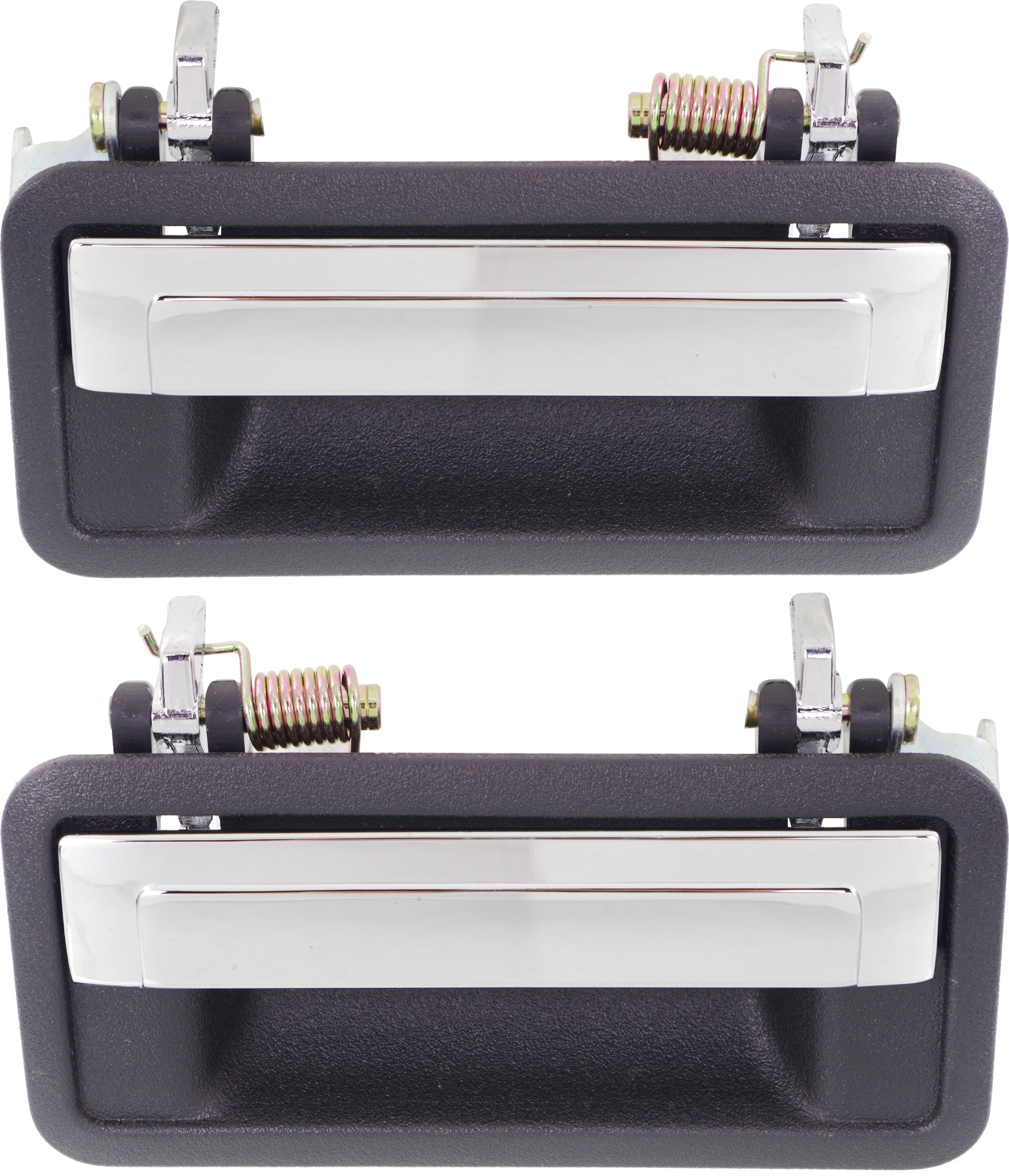AM ROADMASTER 91-96 FRONT DOOR HANDLE RH and LH Outside Black Bezel Chrome Lever SKU SET C462183 Partslink GM1310120 OEM 16626610-16626611