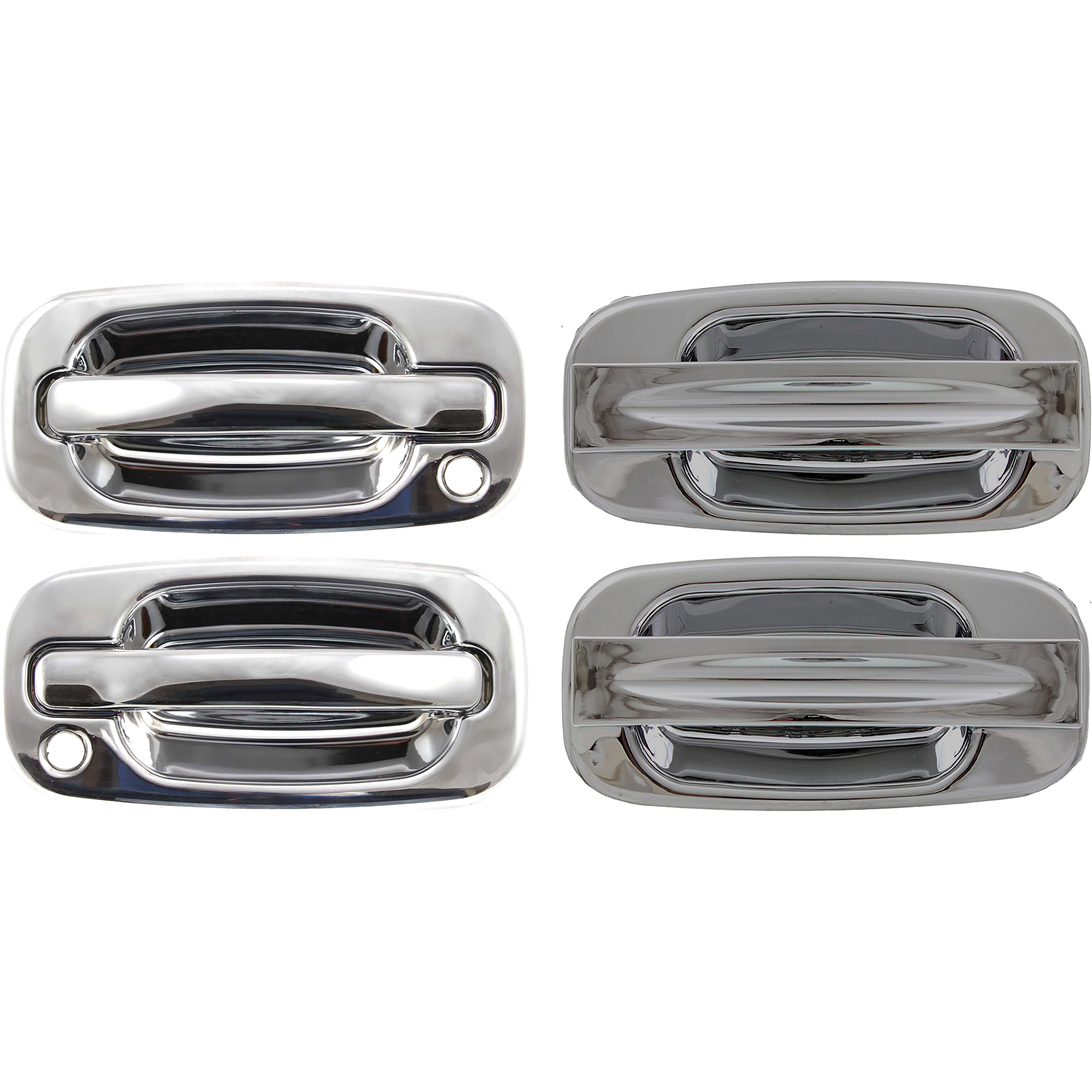 AM SIERRA SILVERADO 01-07 EXTERIOR DOOR HANDLE Set of 4 Front and Rear RH and LH Chrome SKU SET C462325-4 Partslink FDH010048 FDH010047 OEM 15745148-15034986-15745149-150