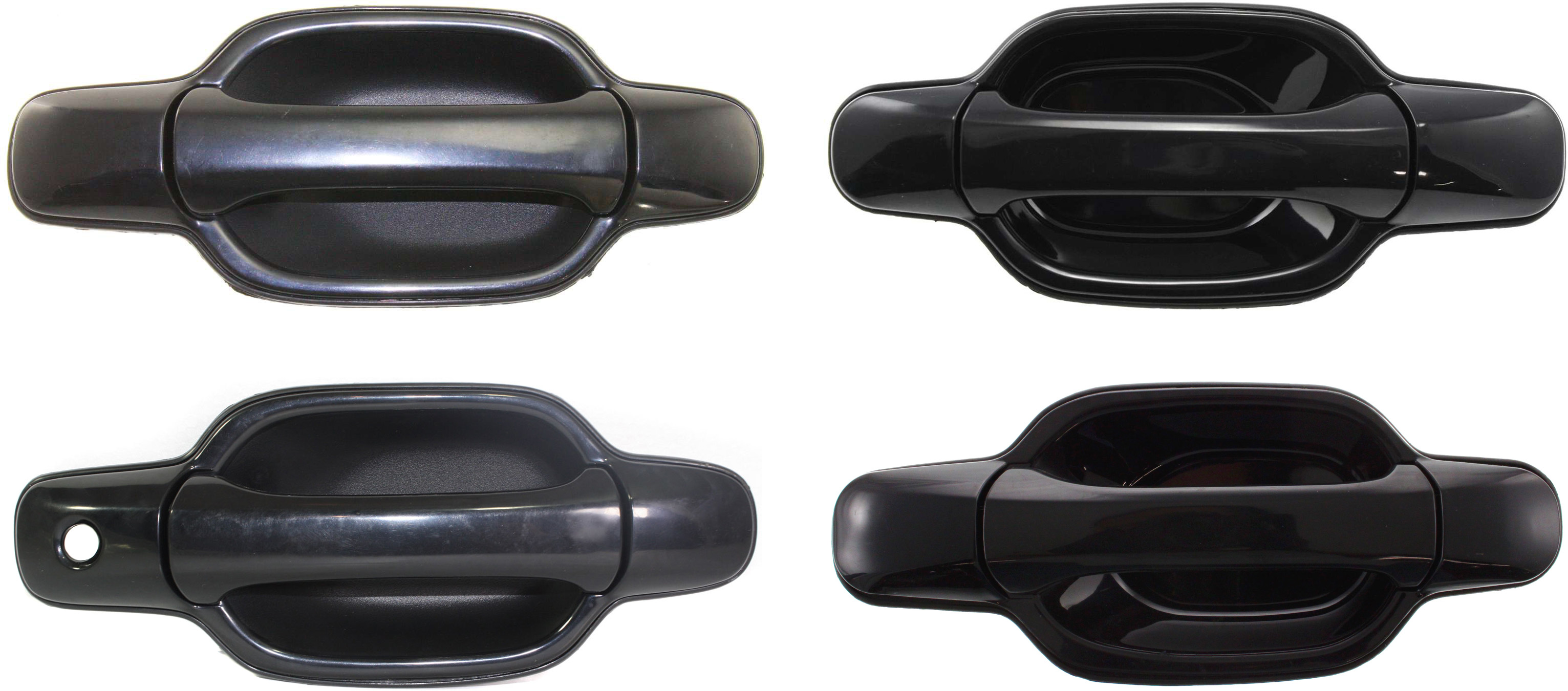 AM CANYON COLORADO 04-12 FRONT AND REAR DOOR HANDLE RH and LH Set of 4 Outside Smooth Black Plastic SKU SET C491347-4 Partslink FDH010172 FDH010053 FDH010056 FDH010055 OEM 20829879-20829878-20829881-208