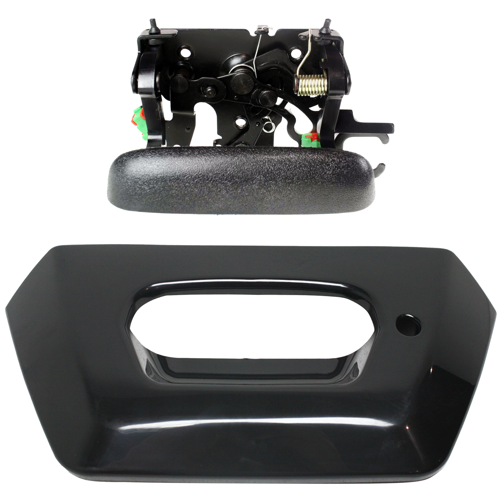 AM AVALANCHE 1500-2500-02-06 TAILGATE HANDLE BEZEL Smooth Black Lever with Textured Black Bezel SKU SET C580711-2 Partslink GM1915115 OEM 15086873-19209650