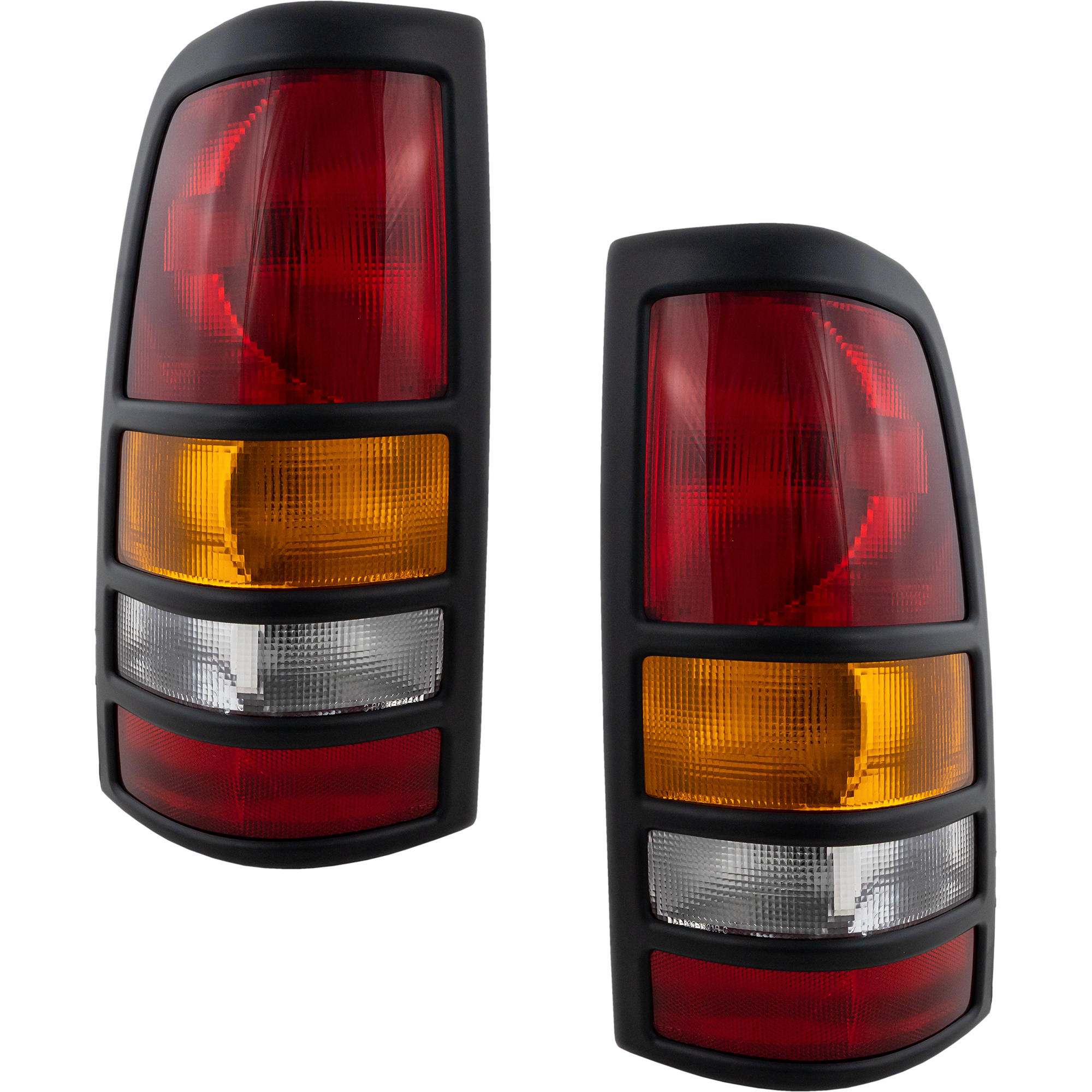 AM SILVERADO SIERRA 3500-01-03 TAIL LAMP RH AND LH Assembly w Black Bezel Fleetside SKU SET C730149 Partslink GM2800166 GM2801166 OEM 19169019-19169020