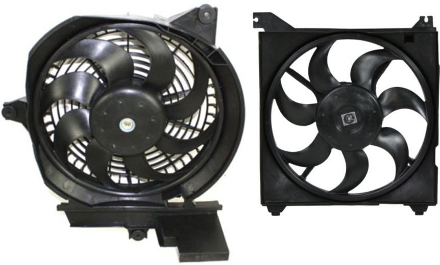 AM SANTA FE 01-06 COOLING FAN ASSEMBLY A C Fan and Radiator Fan Shroud Assembly SKU SET CF 027 Partslink HY3115108 HY3113112 OEM 2535026000 PFM 9773026200