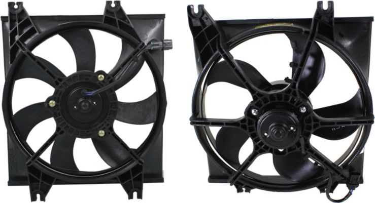 AM ACCENT 00-06 RADIATOR AND A C CONDENSER FAN ASSEMBLY SKU SET CF 031 Partslink HY3115106 HY3113104 OEM 2538025000-9773025000