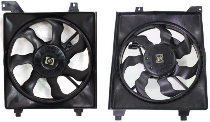 AM ACCENT 06-11 RADIATOR AND A C CONDENSER FAN ASSEMBLY SKU SET CF 040 Partslink HY3115122 HY3120100 OEM 253801E100-977301E000