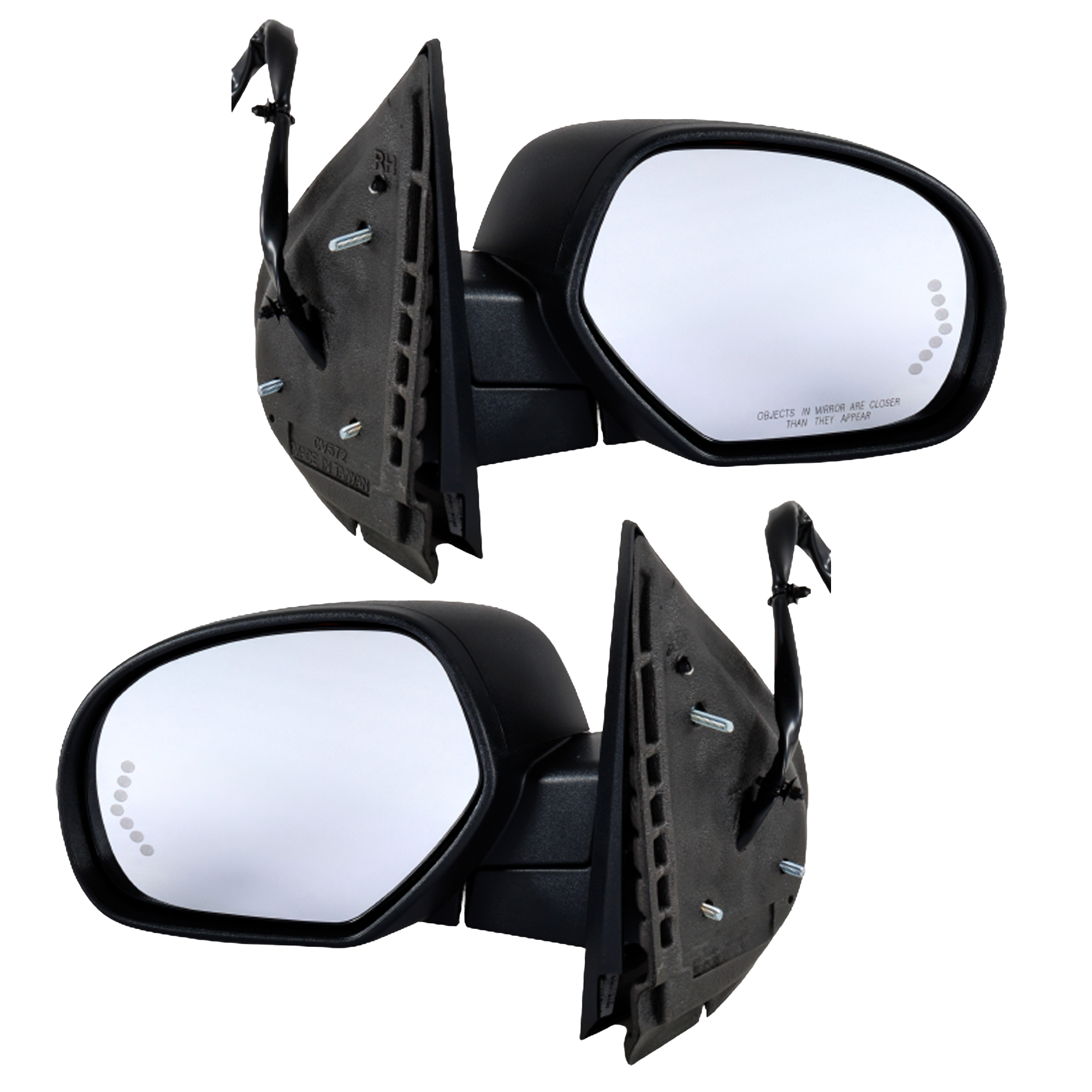 AM SILVERADO 07-13 SUBURBAN 07-14 MIRROR RH AND LH Non Towing Power Power Folding Heated Paintable Textured 2 Caps w Memory Puddle Light and Signal Light SKU SET CV123ER S Partslink GM1320377 GM1321377 OEM 25779849-25831236