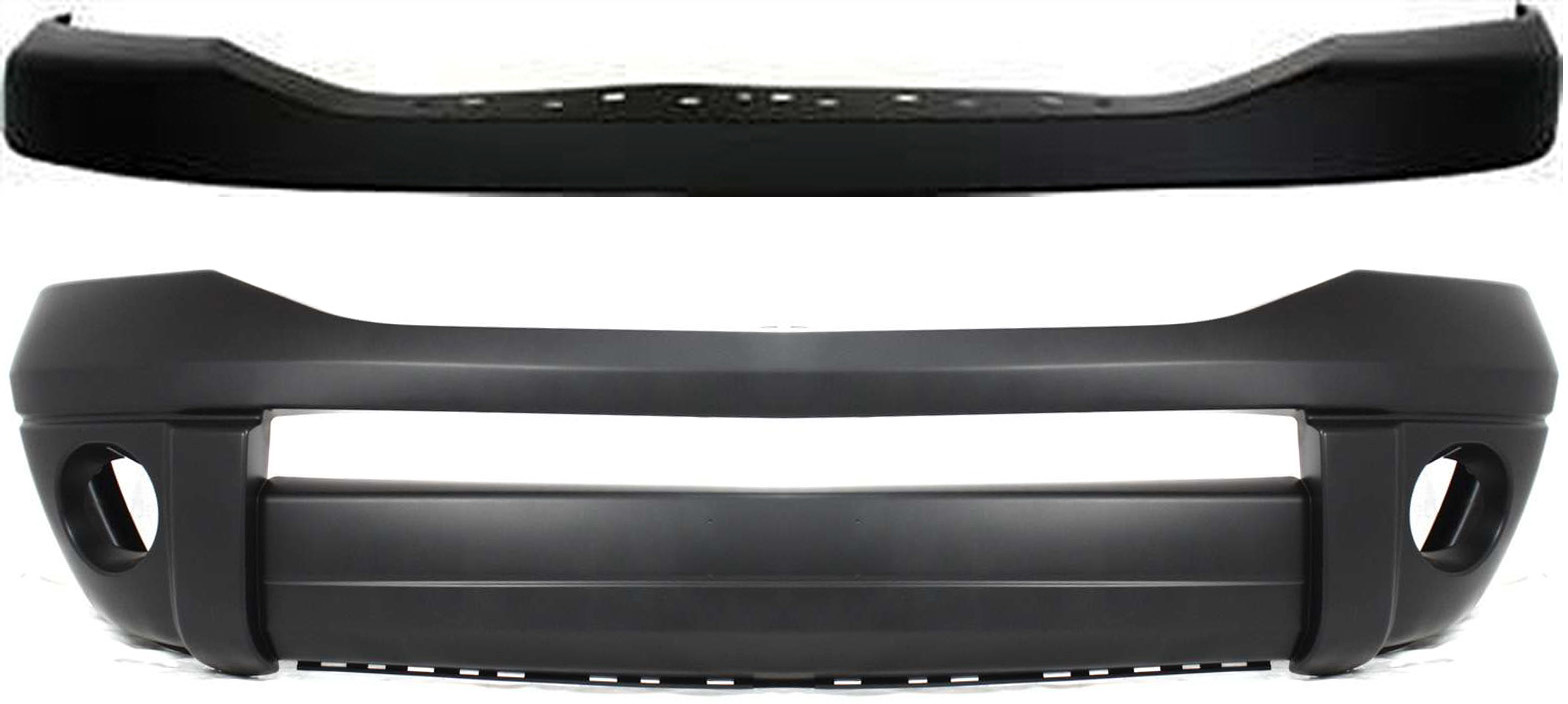 AM DODGE FULL SIZE P U 06-09 FRONT BUMPER COVER Upper and Lower Primed SKU SET D010353P 2 Partslink CH1000873 CH1014100 OEM 68001349AA ZA17TZZAA