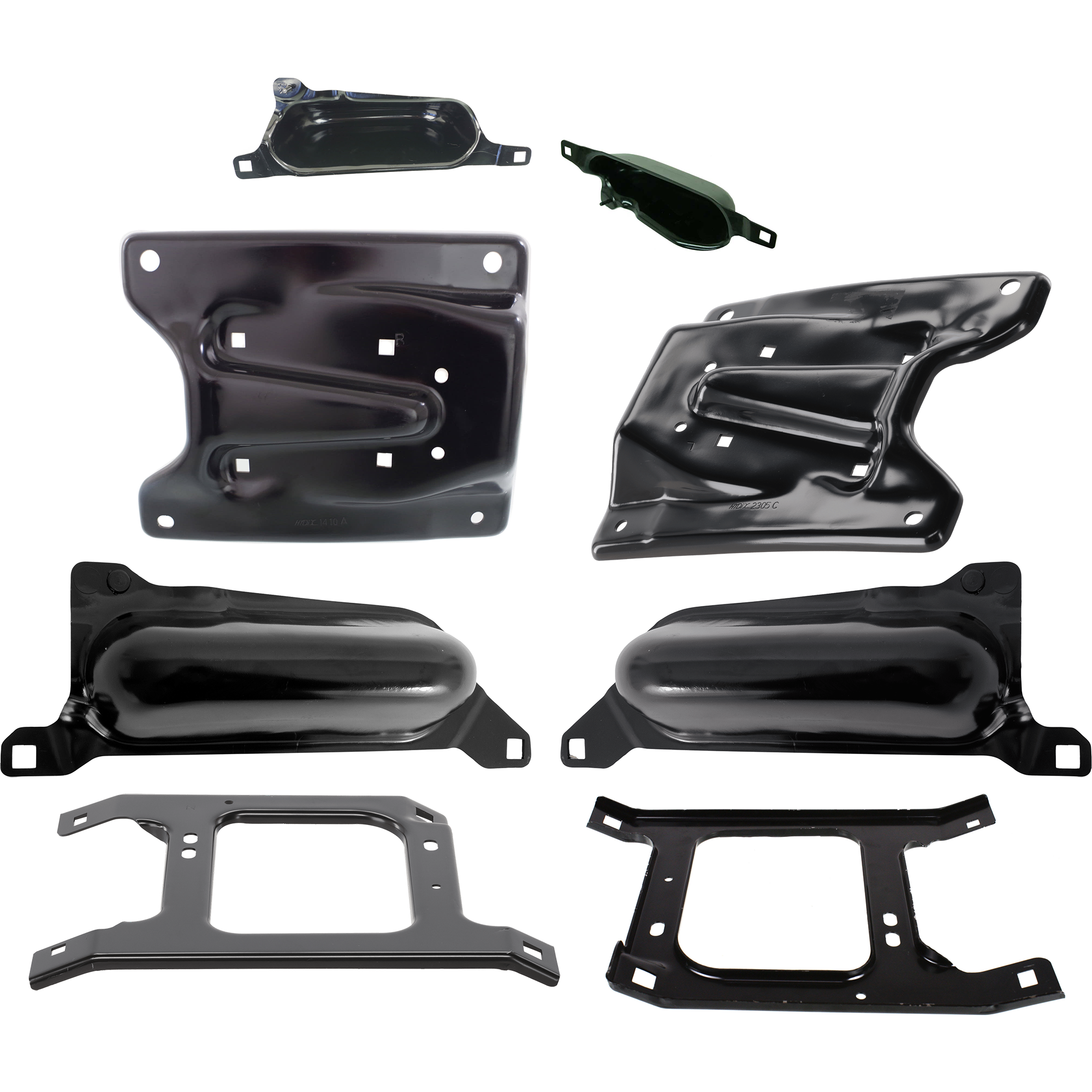 AM RAM FULL SIZE PICKUP 06-08 FRONT BUMPER BRACKET RH AND LH Upper and Lower Set of 8 SKU SET D013153 C Partslink CH1066127 CH1066137 CH1066138 CH1066139 CH1067127 CH1067137 CH1067138 CH1067139 OEM 55077208AA 55077209AA 55077950