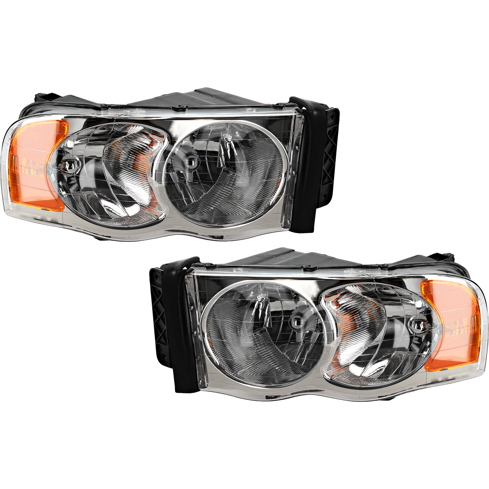 AM DODGE FULL SIZE P U 02-05 HEAD LAMP RH AND LH Assembly Halogen w o bulb and wiring harness for side marker light SKU SET D100105 Partslink CH2503135 CH2503161 CH2502135 CH2502161 OEM 55077120AF 55077120AG 55077121