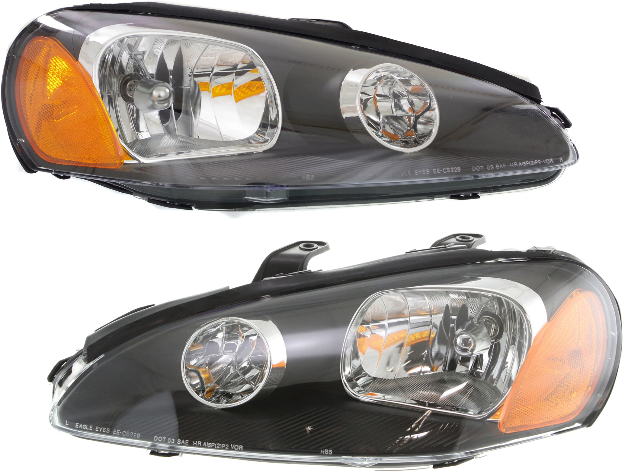 AM STRATUS 03-05 HEAD LAMP RH AND LH Assembly Halogen Coupe SKU SET D100113 Partslink MI2502134 MI2503134 OEM MN133279 MN133280