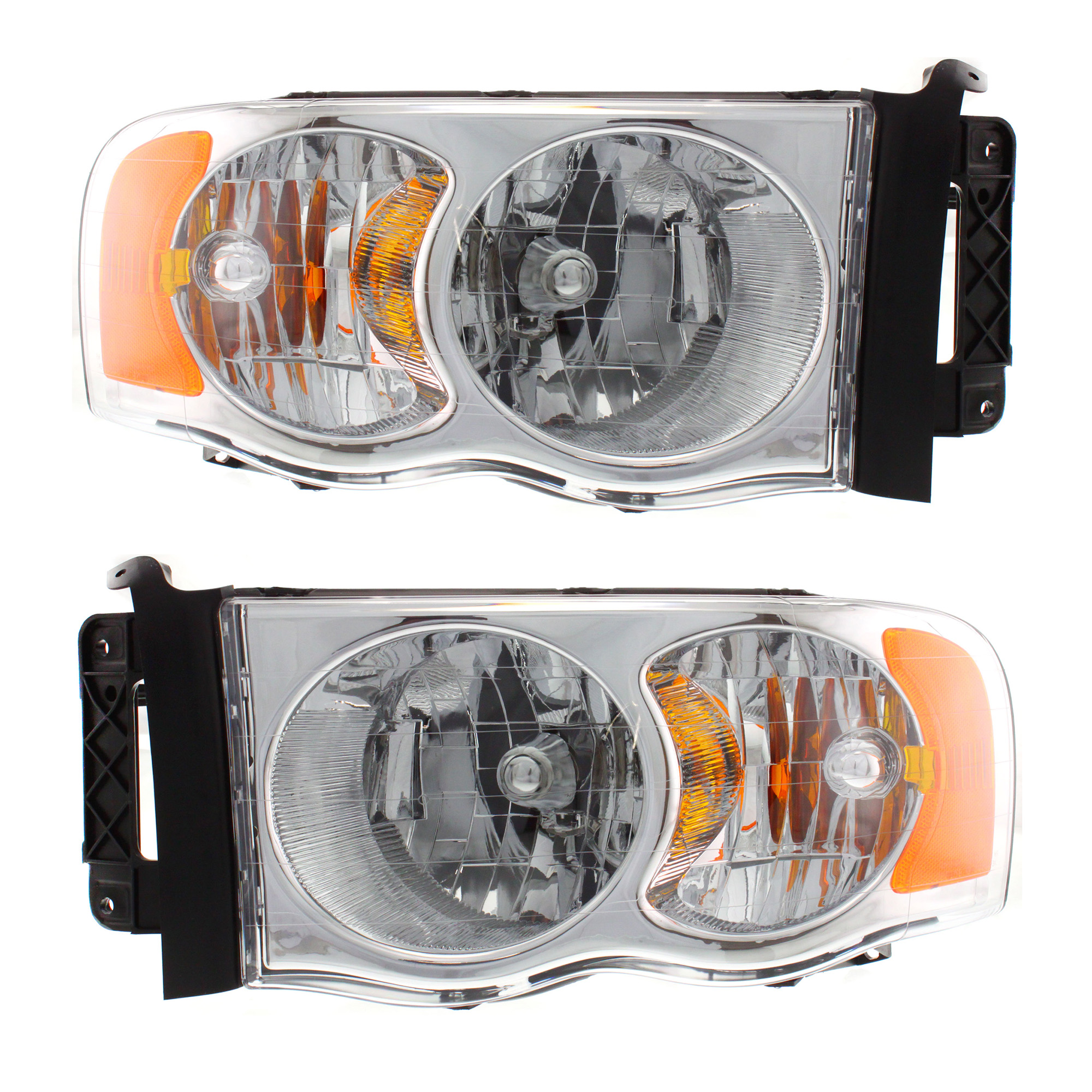 AM DODGE FULL SIZE P U 02-05 HEAD LAMP RH AND LH Assembly Halogen w bulb and wiring harness for side marker light SKU SET D100129 OEM 55077121AF PFM 55077121AG PFM
