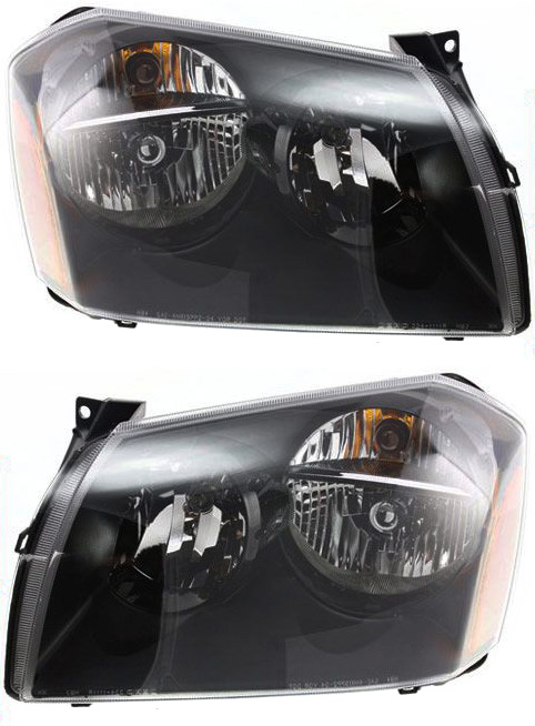 AM MAGNUM 05-07 HEAD LAMP RH AND LH Assembly Halogen Black Interior SKU SET D100131 Partslink CH2502166 CH2503166 OEM 4805754AG 4805754AF 4805755AG
