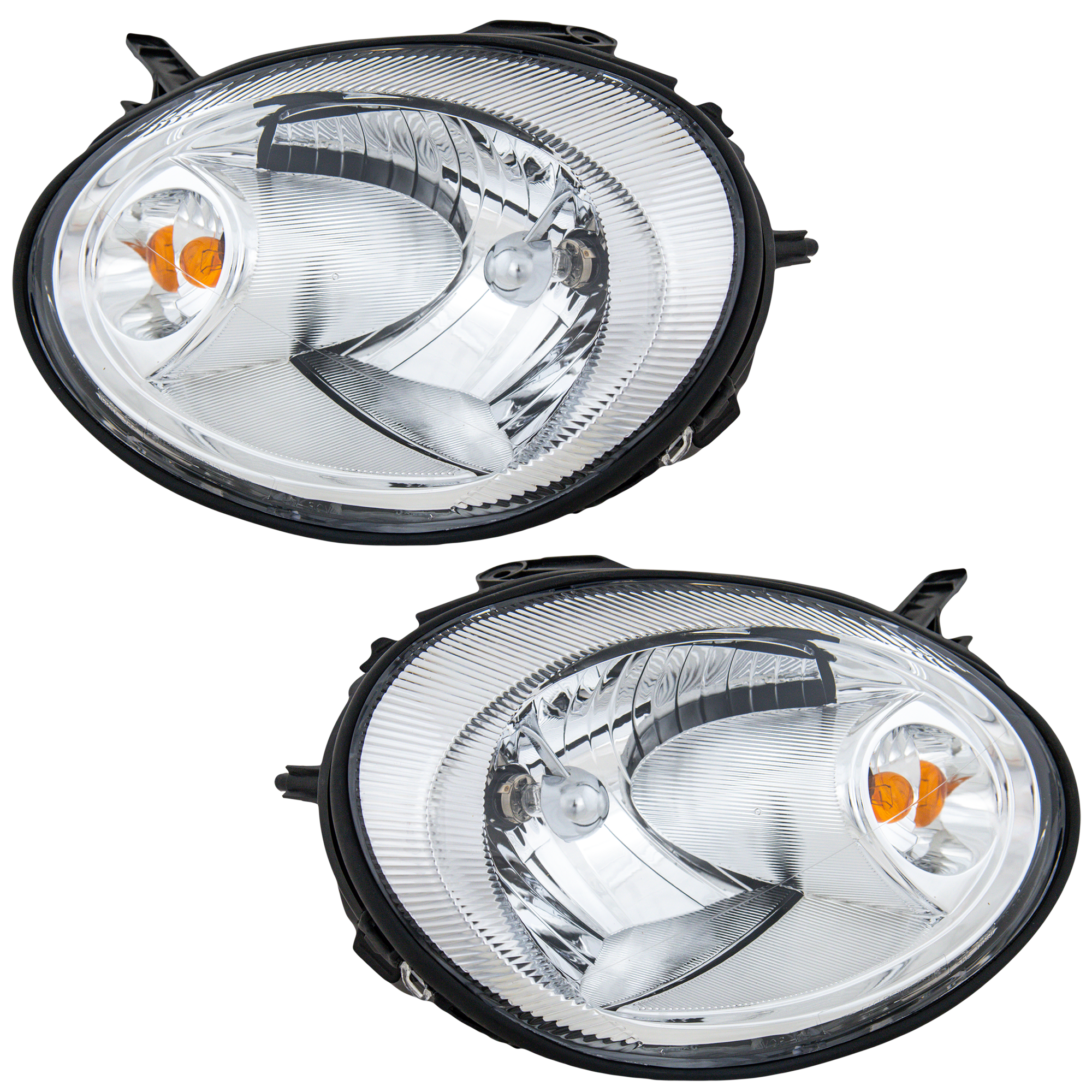 AM NEON 03-05 HEAD LAMP RH AND LH Assembly Halogen Chrome Interior New Body Style SKU SET D100141 Partslink CH2502151 CH2503151 OEM 5303550AI 5303550AM 5303551AI