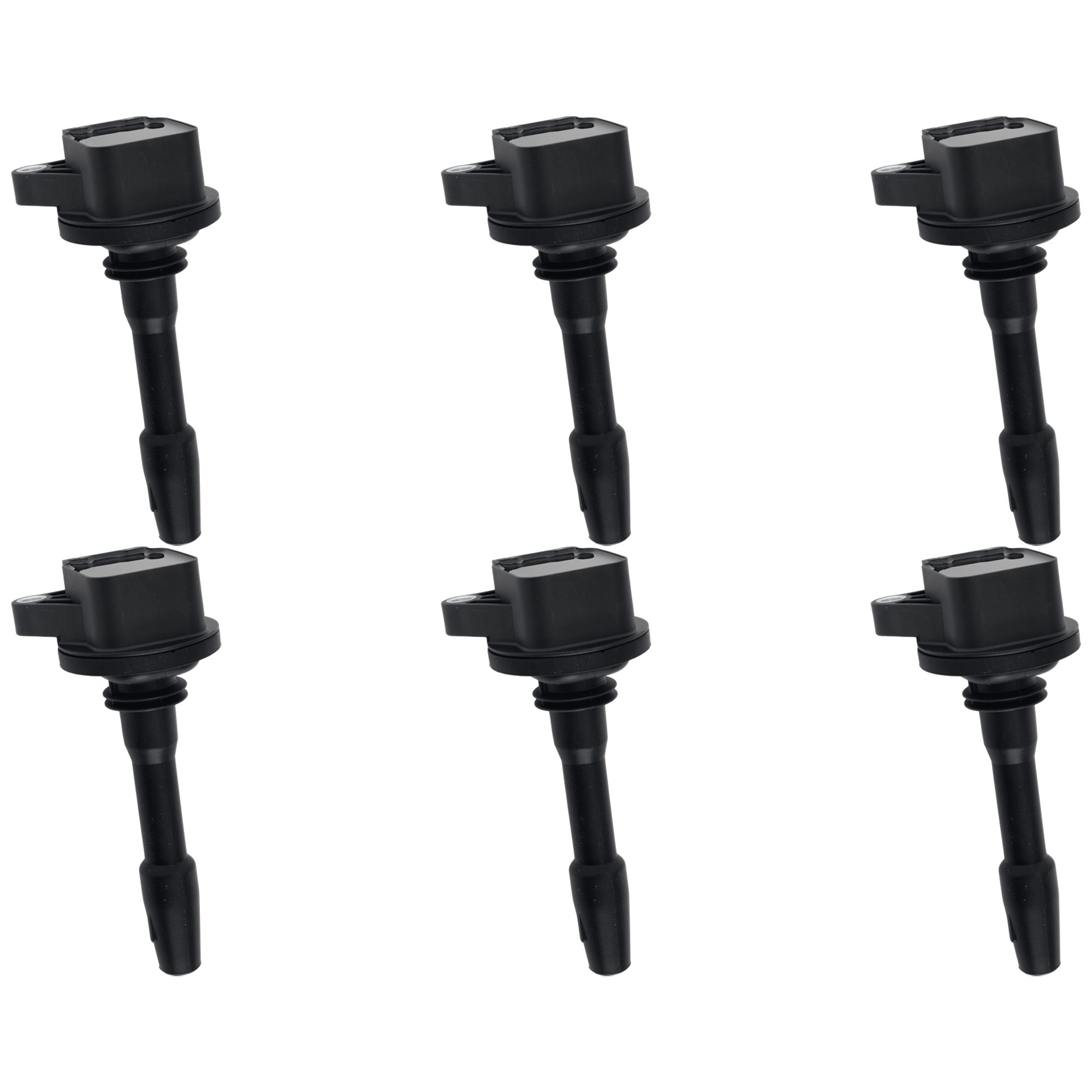 AM F 150-18-21 EXPLORER 20-21 IGNITION COIL 6 pc Kit Black 12 Volts Female Connector 2 Male Blade Type Terminals Oval Connector Bolt On Mount Type Engine Bay Mounting Location SKU SET DF50460001-6 OEM JL3E12A366AA