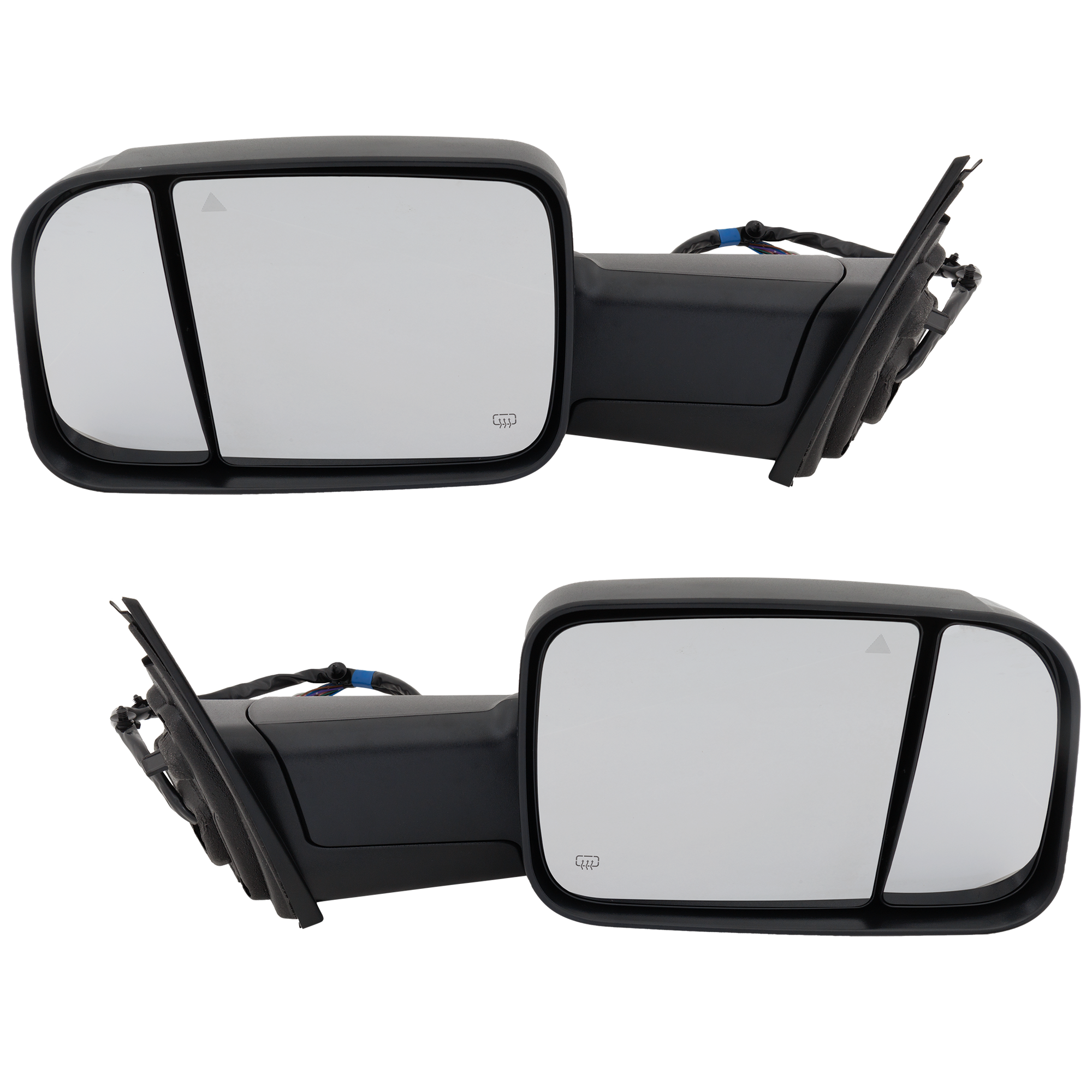 AM RAM 1500 P U 20-22 RAM 1500 TRX 21-24 TOWING MIRROR RH AND LH Power Manual Folding Heated Textured w Signal Light Puddle Light Memory BSD w o Surround View Camera SKU SET DG1008ER S Partslink CH1320529 CH1321529 OEM 68477574AA 68477575AA