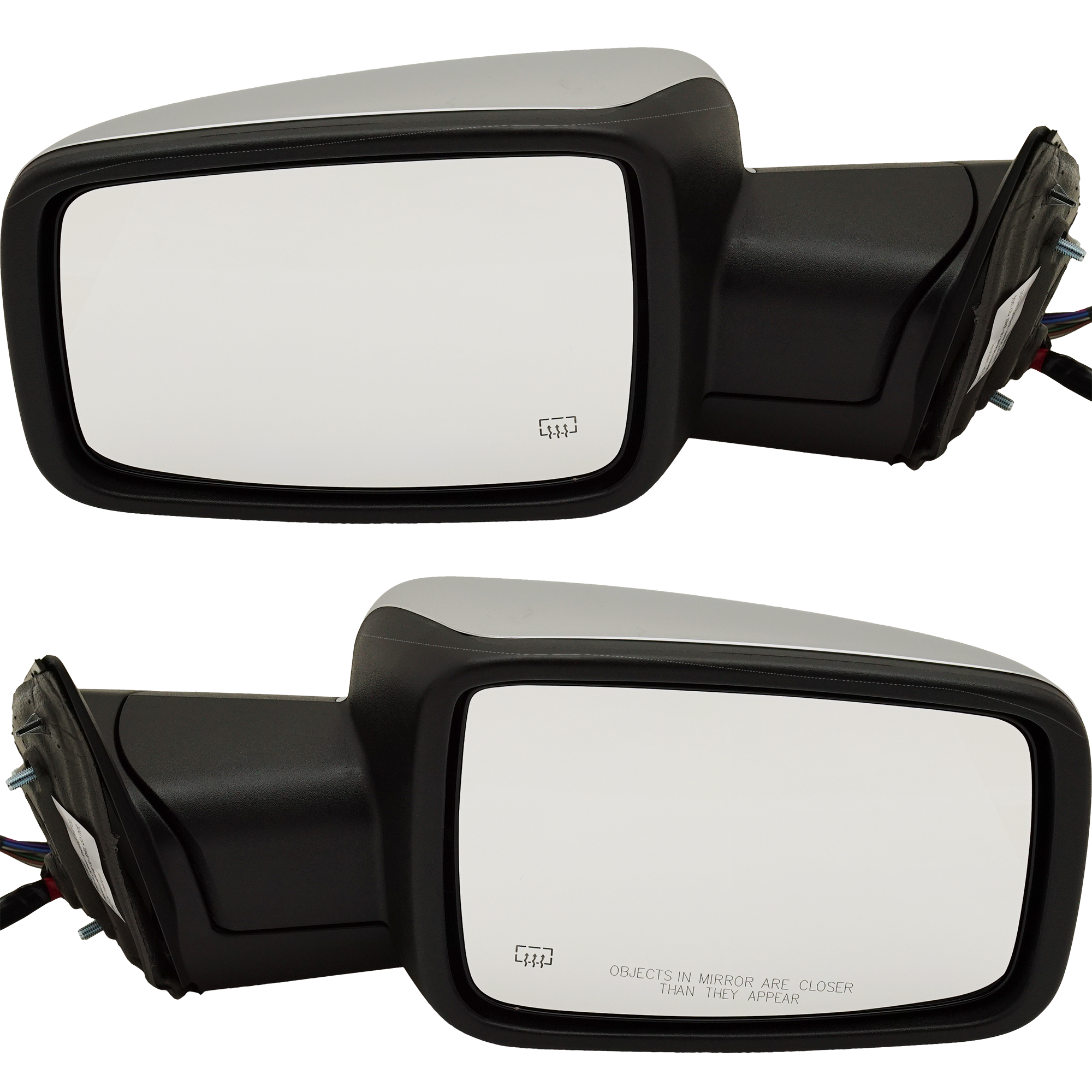 AM RAM 1500 P U 13-18 RAM 2500 P U 13-17 MIRROR RH AND LH Non Towing Power Power Folding Heated Chrome w Memory Puddle Light Signal Light and Temp Sensor Includes 19-20-1500 Classic SKU SET DG100CR S OEM 68231242AM PFM 68231243AI PFM