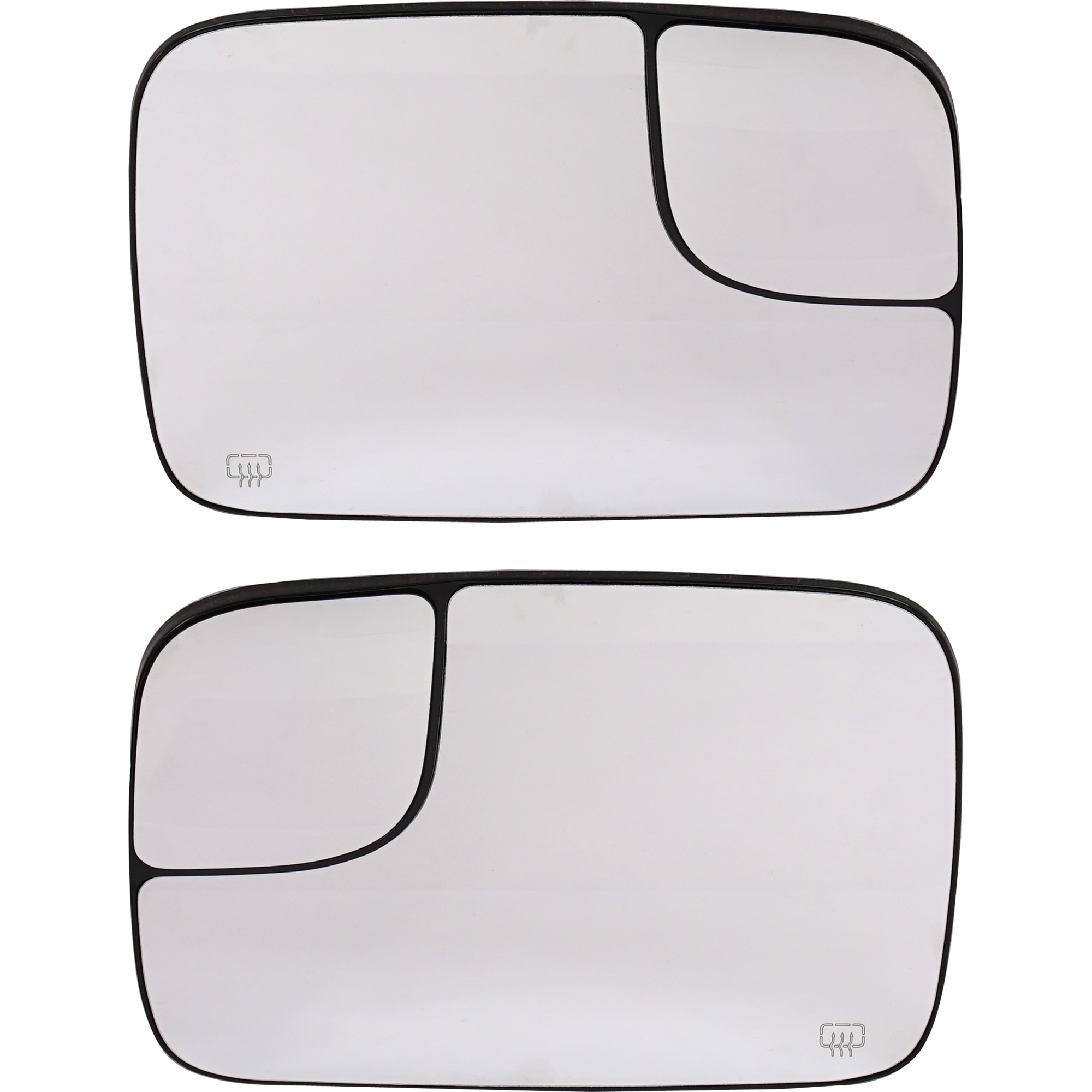 AM DODGE FULL SIZE P U 05-08 MIRROR GLASS RH AND LH Heated Towing All Cab Types w Towing Pkg w Backing Plate SKU SET DG130GR Partslink CH1325121 CH1324121 OEM 5161010AA 5191036AA 5161011AA