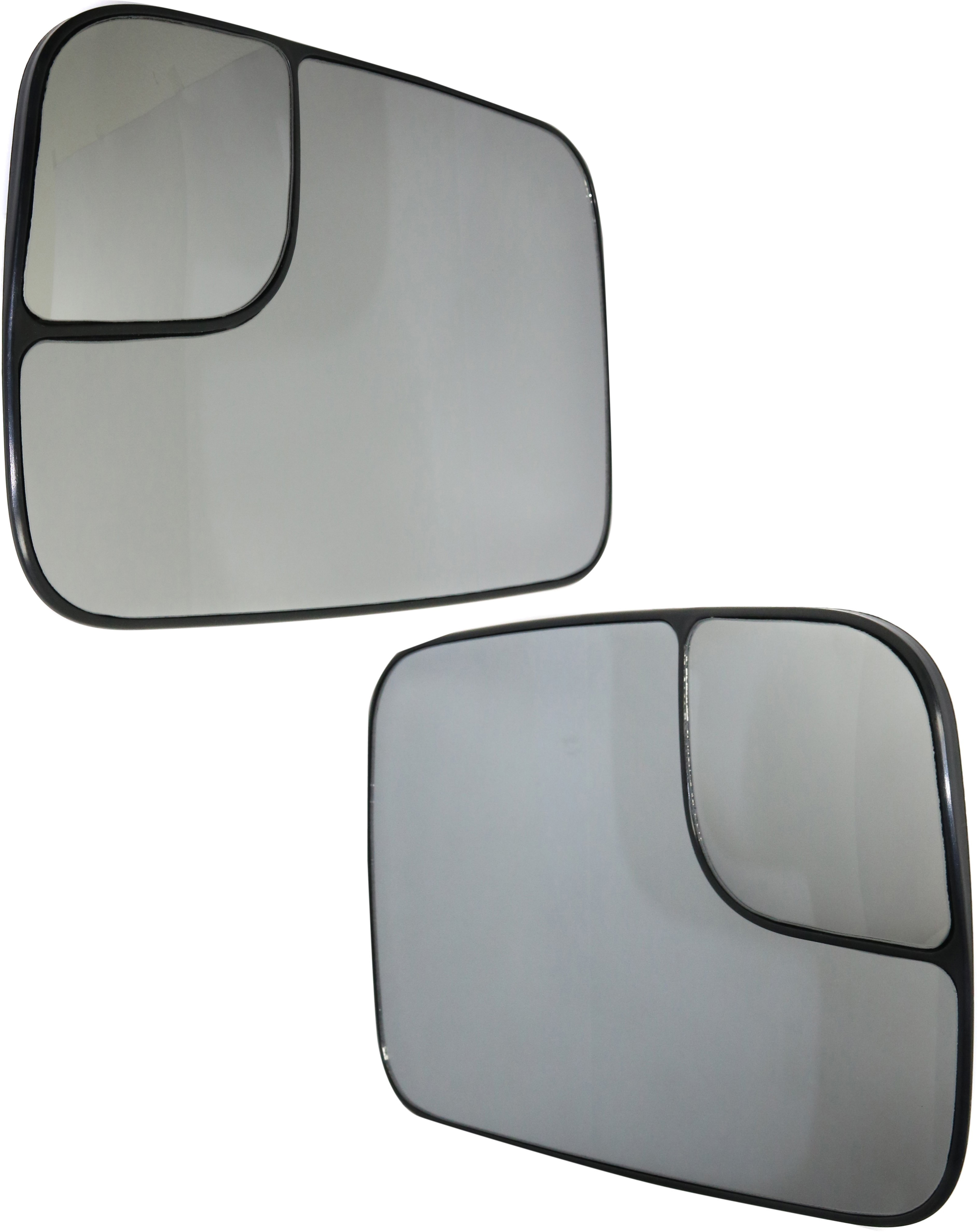 AM DODGE FULL SIZE P U 1500-05-08-2500-3500-05-09 MIRROR GLASS RH AND LH Non Heated Towing All Cab Types w Towing Pkg w Backing Plate SKU SET DG131GR Partslink CH1325122 CH1324122 OEM 5161008AA 5161009AA