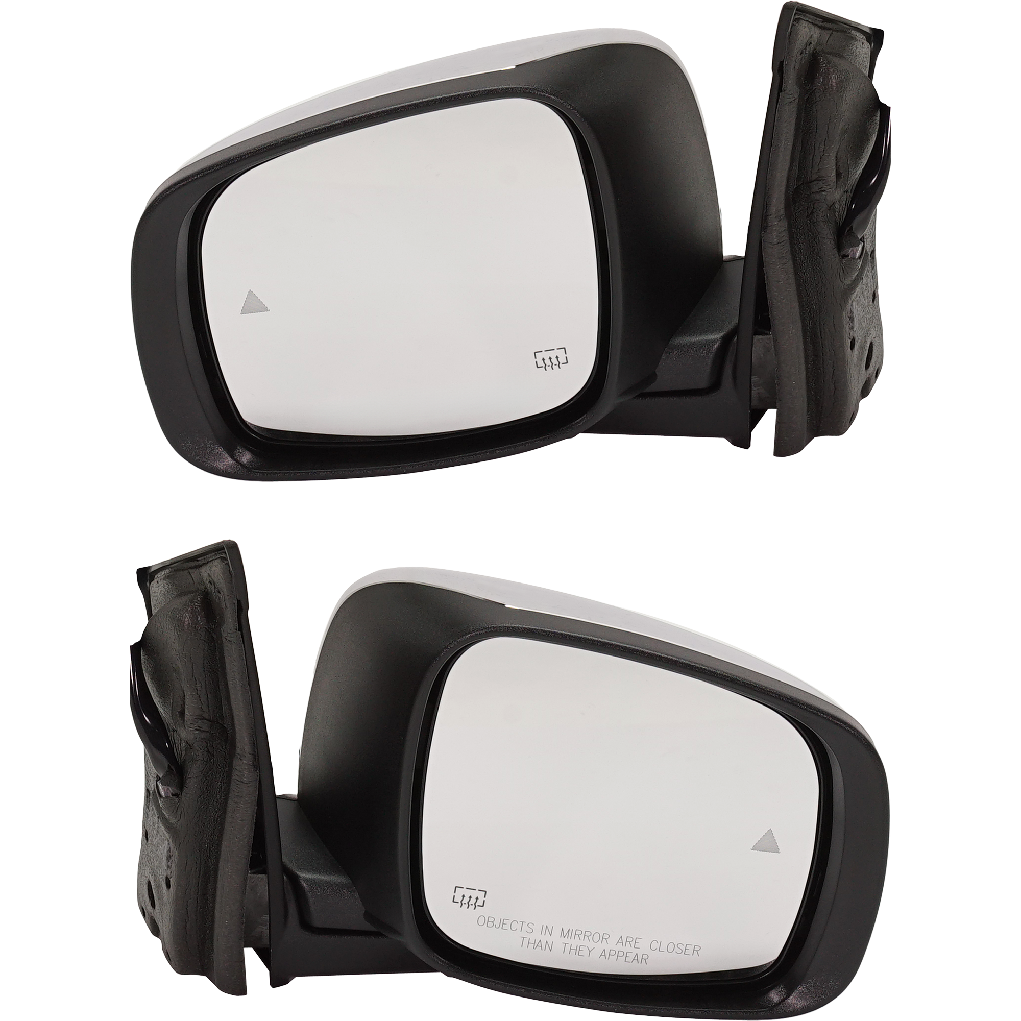 AM GRAND CARAVAN TOWN COUNTRY 13-16 MIRROR RH AND LH Power Power Folding Heated Chrome No Memory w Signal Light and BSD SKU SET DG144CR S Partslink CH1320481 CH1321481 OEM 68164727AI 68171072AI