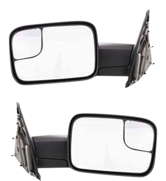 AM RAM 1500 P U 1500-02-09 RAM 3500 P U 03-10 TOWING MIRROR RH AND LH Power Manual Folding Heated Textured SKU SET DG44R Partslink CH1320227 CH1321227 OEM 55077492AN 55077493AN