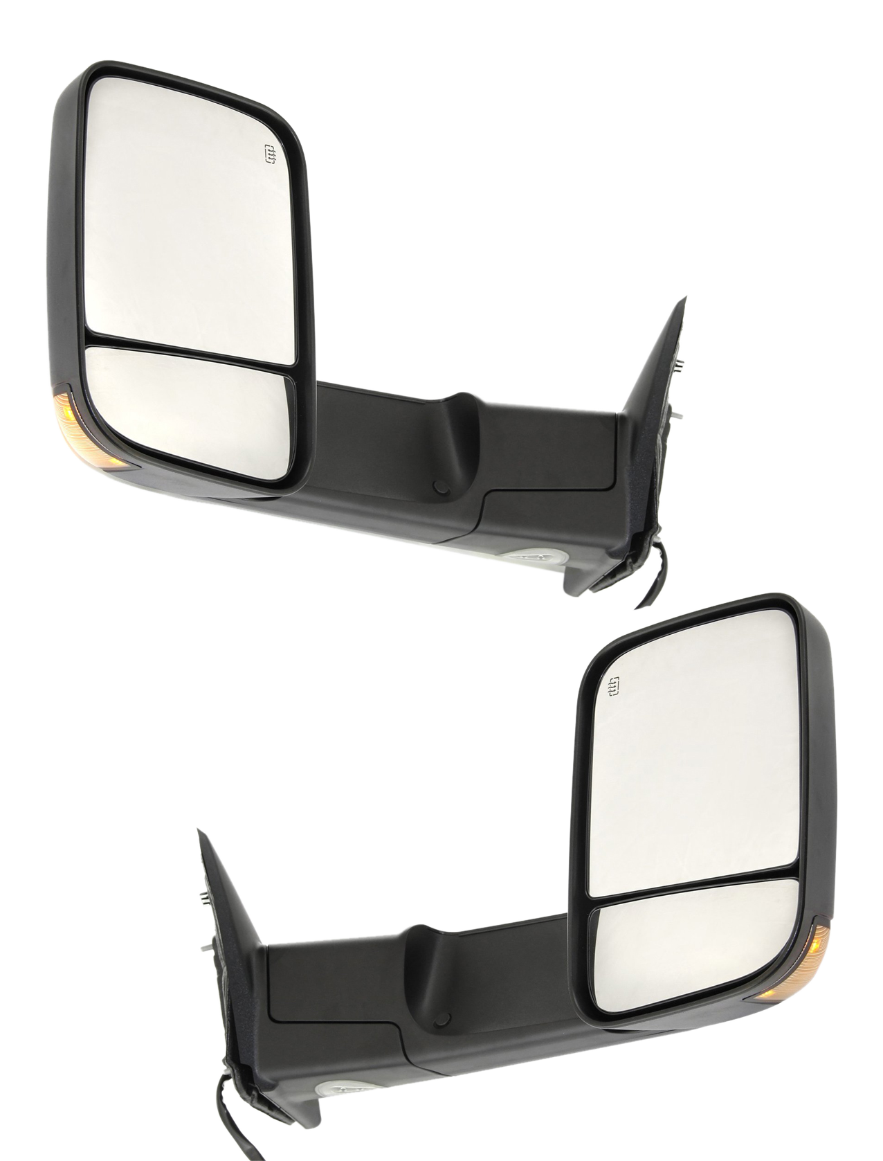 AM RAM1500-2500-3500 P U 10-12 TOWING MIRROR RH AND LH Power Manual Folding Heated Textured w Signal light No Auto dimming BSD and Memory SKU SET DG72ER S Partslink CH1320315 CH1321315 OEM 55372070AM 55372070AH 55372071