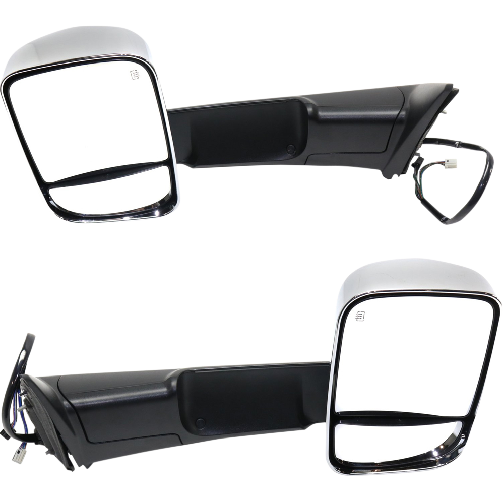 AM RAM 1500 P U 12-13 TOWING MIRROR RH AND LH Power Manual Folding Heated Chrome w Memory Puddle Light and Signal Light SKU SET DG85CR S Partslink CH1320334 CH1321334 OEM 68143806AB 68143807AB