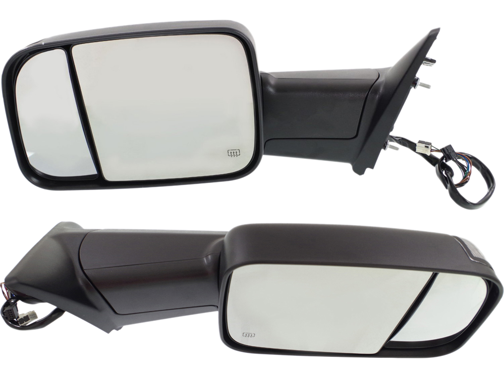 AM RAM 1500 P U 12-13 TOWING MIRROR RH AND LH Power Manual Folding Heated Textured w Puddle and Signal Lights SKU SET DG95ER S Partslink CH1320333 CH1321333 OEM 68143804AB 68143805AB