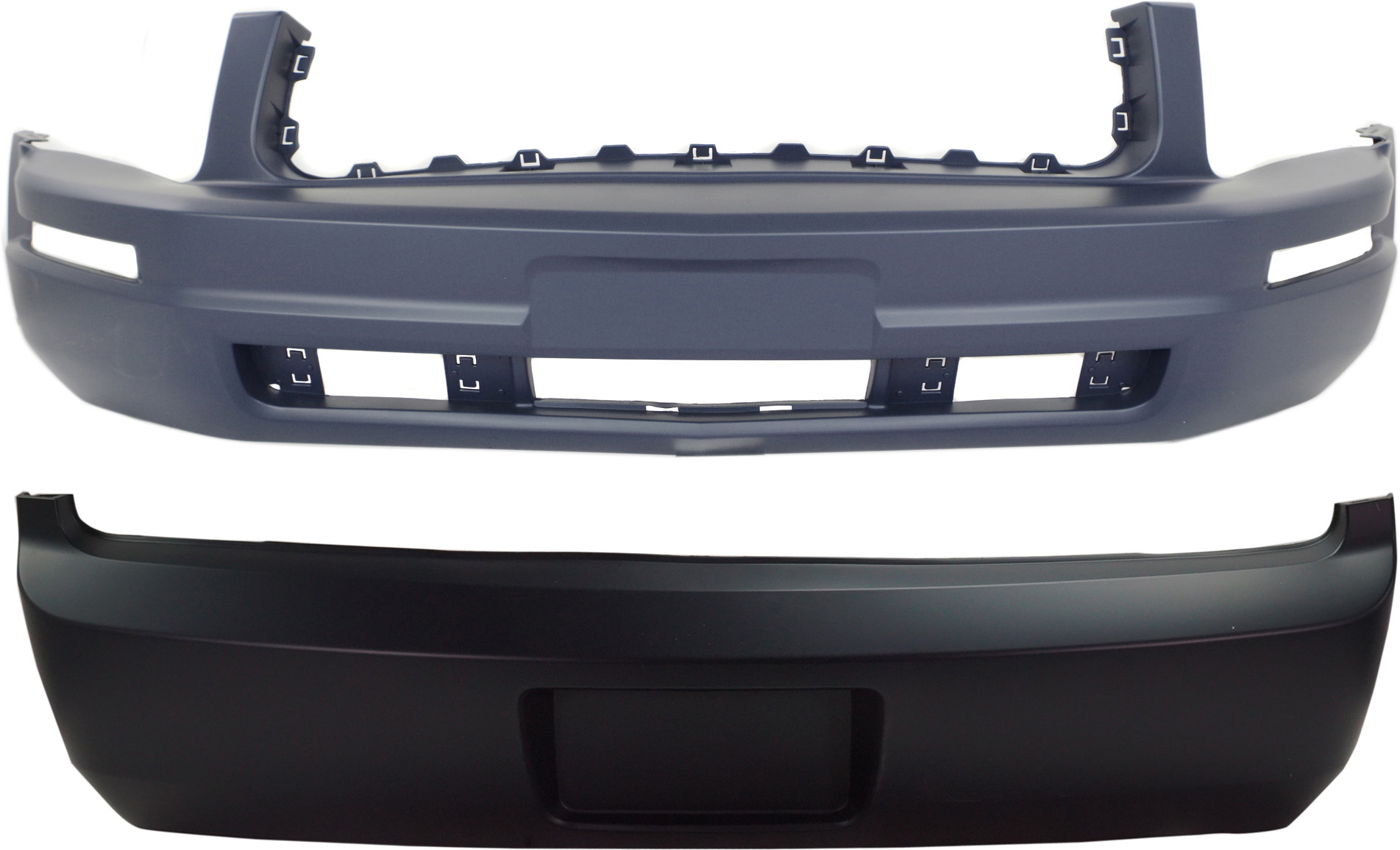 AM MUSTANG 05-09 FRONT AND REAR BUMPER COVER Primed Base Model SKU SET F010301P 2 Partslink FO1000574 FO1100387 OEM 5R3Z17D957AAA 5R3Z17K835AAA