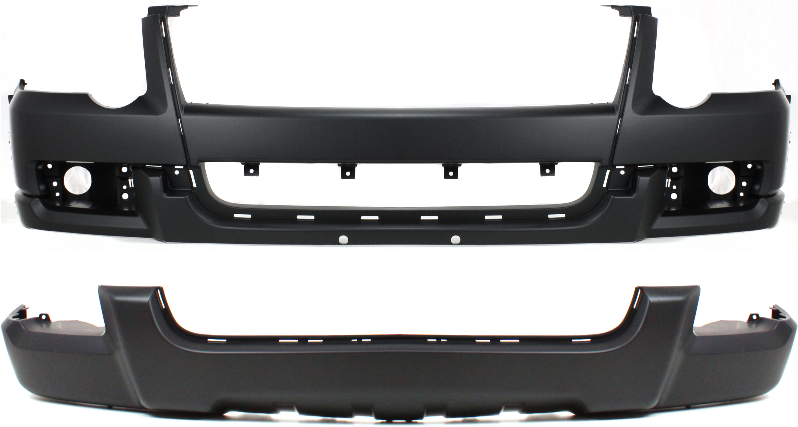 AM EXPLORER 06-10 BUMPER COVER Set of 2 Front Upper and Lower Eddie Bauer Model SKU SET F010354P 2 Partslink FO1000599 FO1000600 OEM 6L2Z17D957UAPTM 7L2Z17D957RBPT