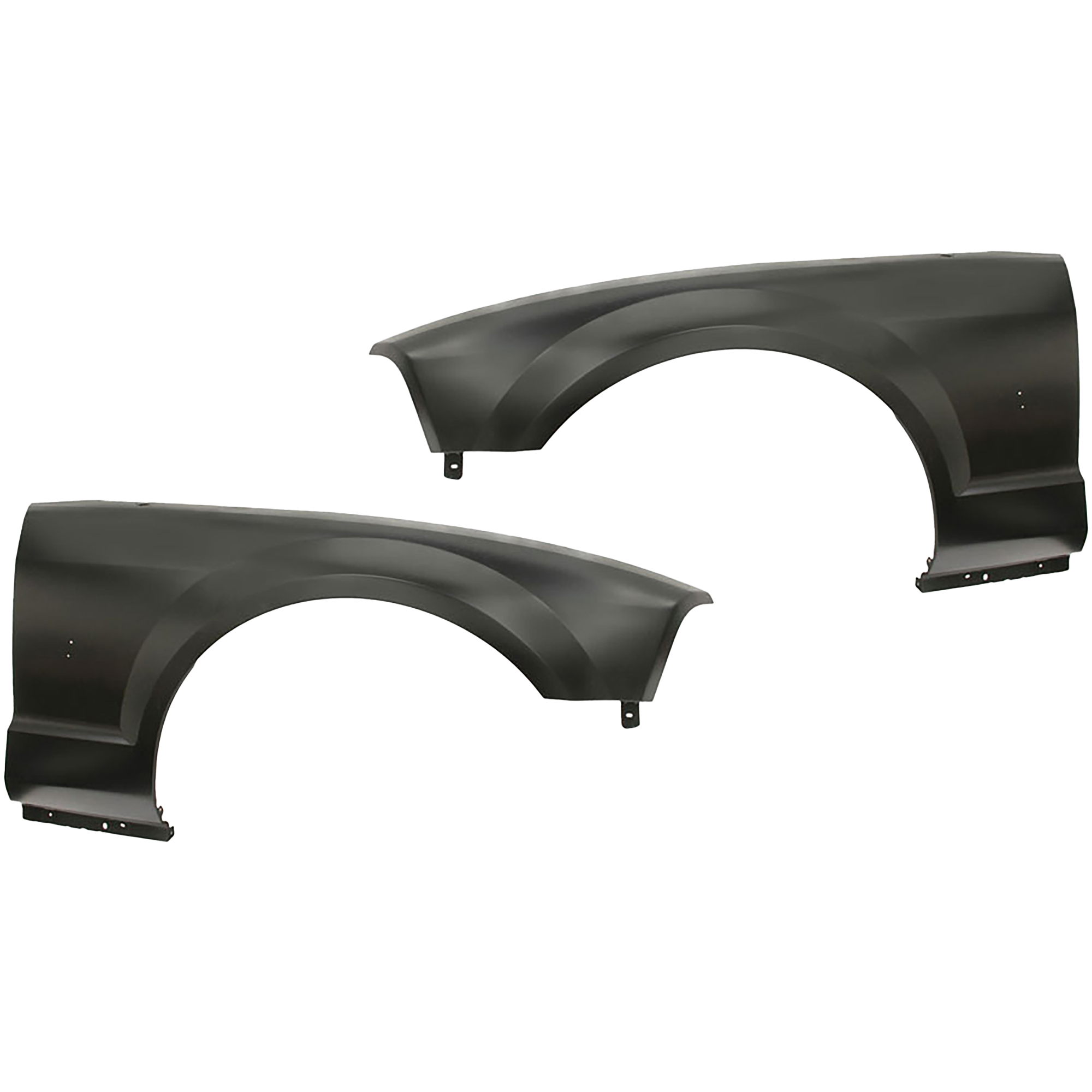 AM MUSTANG 05-09 FRONT FENDER RH AND LH Primed GT Model w Wheel Opening Molding Holes w Antenna Hole SKU SET F220149 Partslink FO1241246 FO1240246 OEM 5R3Z16005BA 5R3Z16006BA