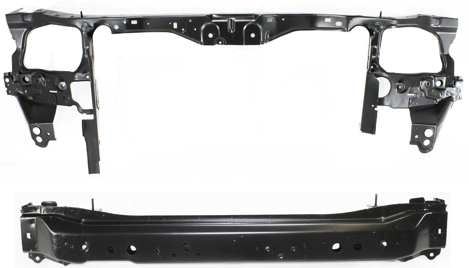 AM ESCAPE 01-07 MARINER 05-07 RADIATOR SUPPORT Set of 2 Upper and Lower Black Steel SKU SET F250301-2 Partslink FO1225170 FO1225166 OEM 5L8Z16138BA 7L8Z16138A