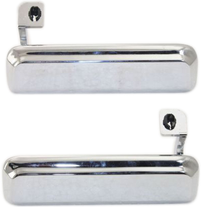 AM MUSTANG 82-84 EXTERIOR FRONT DOOR HANDLE RH AND LH Zinc Chrome w o Keyhole Metal SKU SET F462109 Partslink FO1311112 FO1310112 OEM E3FZ5822404A E3FZ5822405A