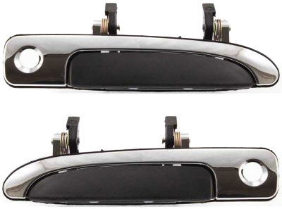 AM CROWN VICTORIA 04-11 GRAND MARQUIS 03-03 FRONT EXTERIOR DOOR HANDLE RH AND LH Plastic Chrome w Keyhole and Textured Black Lever SKU SET F462115 Partslink FO1311111 FO1310111 OEM 6W7Z5422404A 6W7Z5422405A