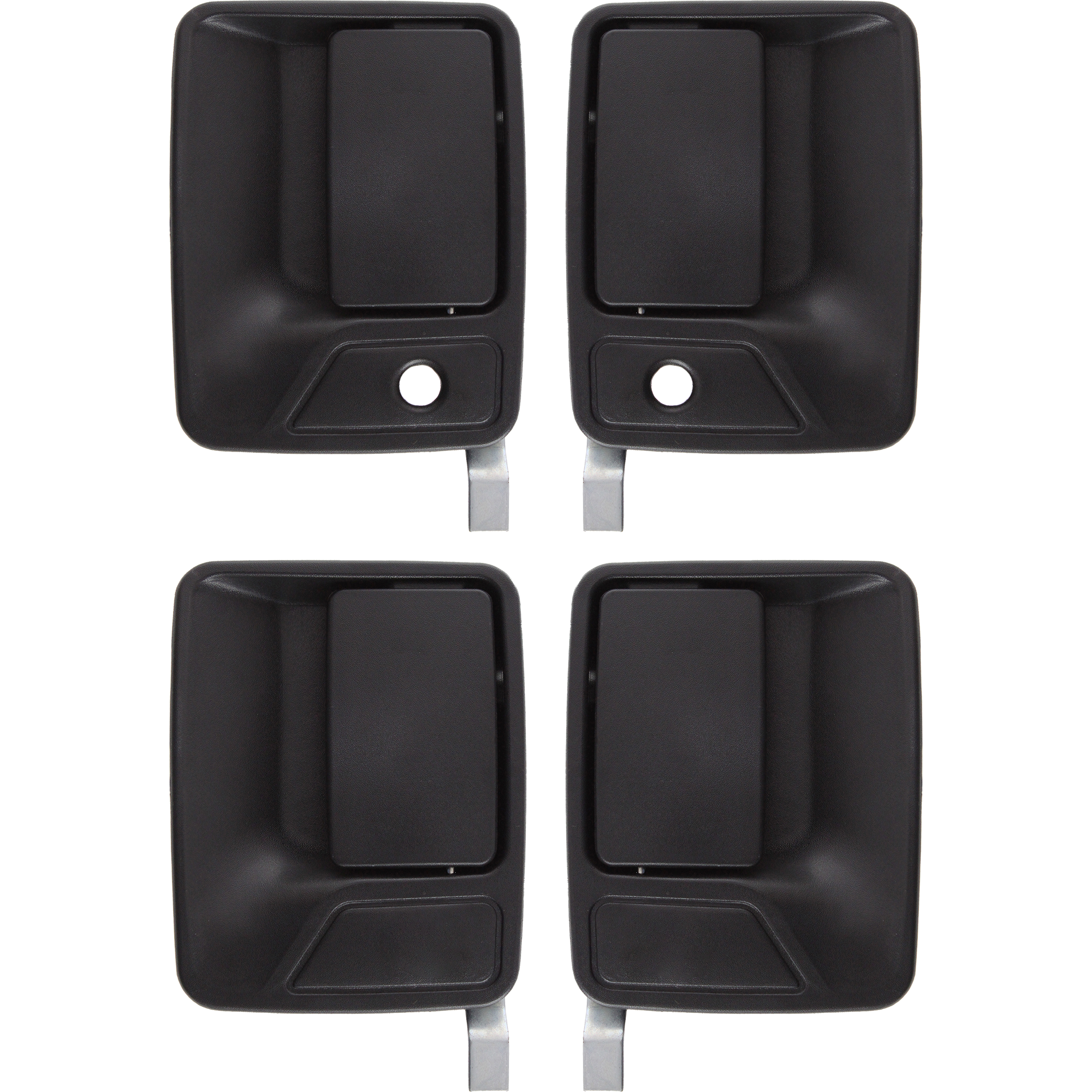 AM F SERIES SUPER DUTY 99-16 FRONT AND REAR DOOR HANDLE RH AND LH Set of 4 Outside Textured Black SKU SET F462131-4 Partslink FO1311123 FO1310123 FO1521104 FO1520104 OEM 4C3Z2522404AAA 7C3Z2522404AA 4