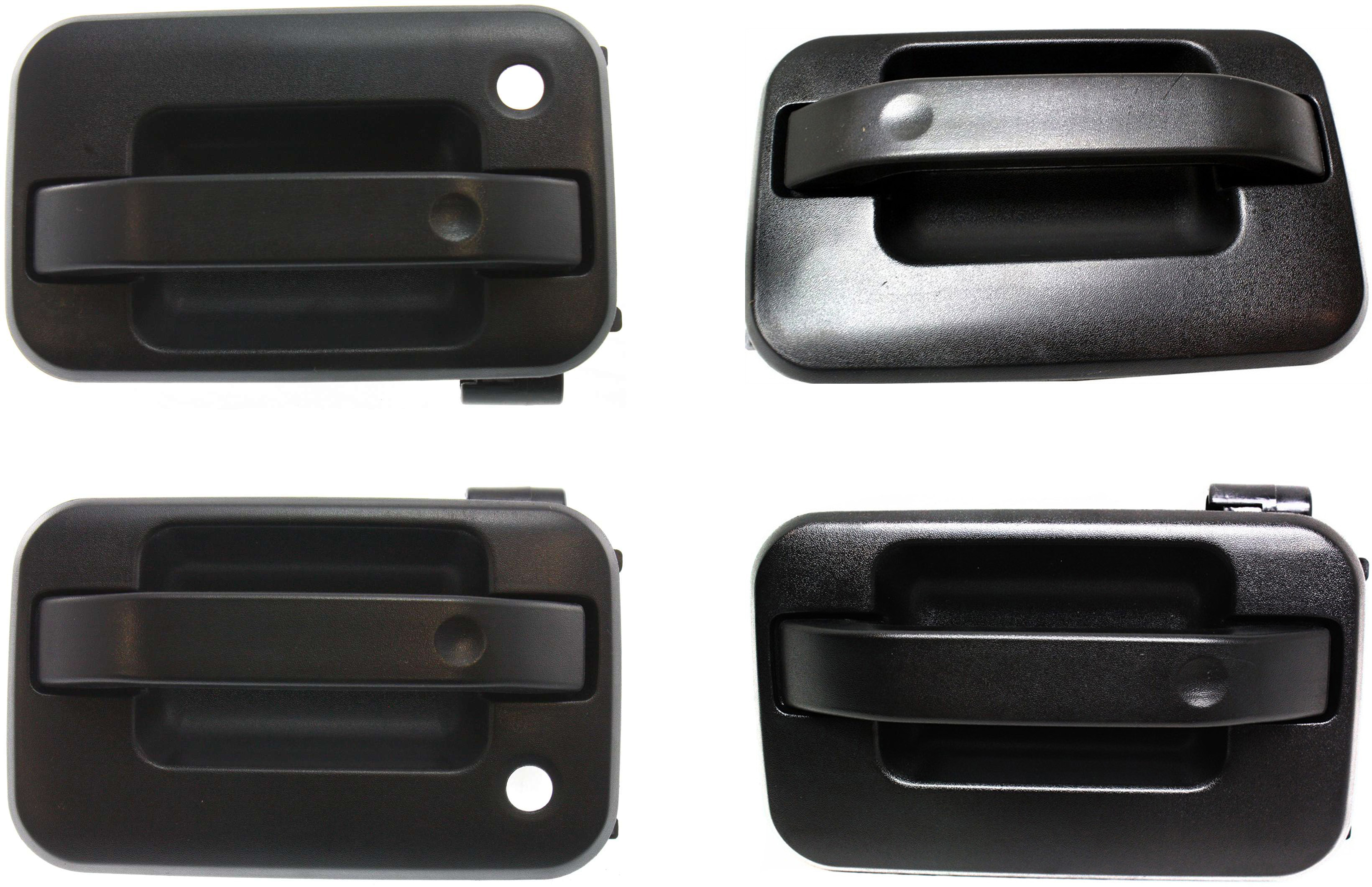 AM F 150-04-08 MARK LT 06-08 FRONT AND REAR DOOR HANDLE RH AND LH Set of 4 Plastic Outside Textured Black Without Key Hole SKU SET F462177-4 Partslink FO1311131 FO1310129 FO1521110 FO1520110 OEM 5L3Z1522404BAA 5L3Z1626604AAA